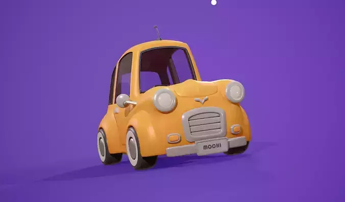Mochi - Cute Yellow Cartoon Car - Low Poly Game Ready Vehicle
