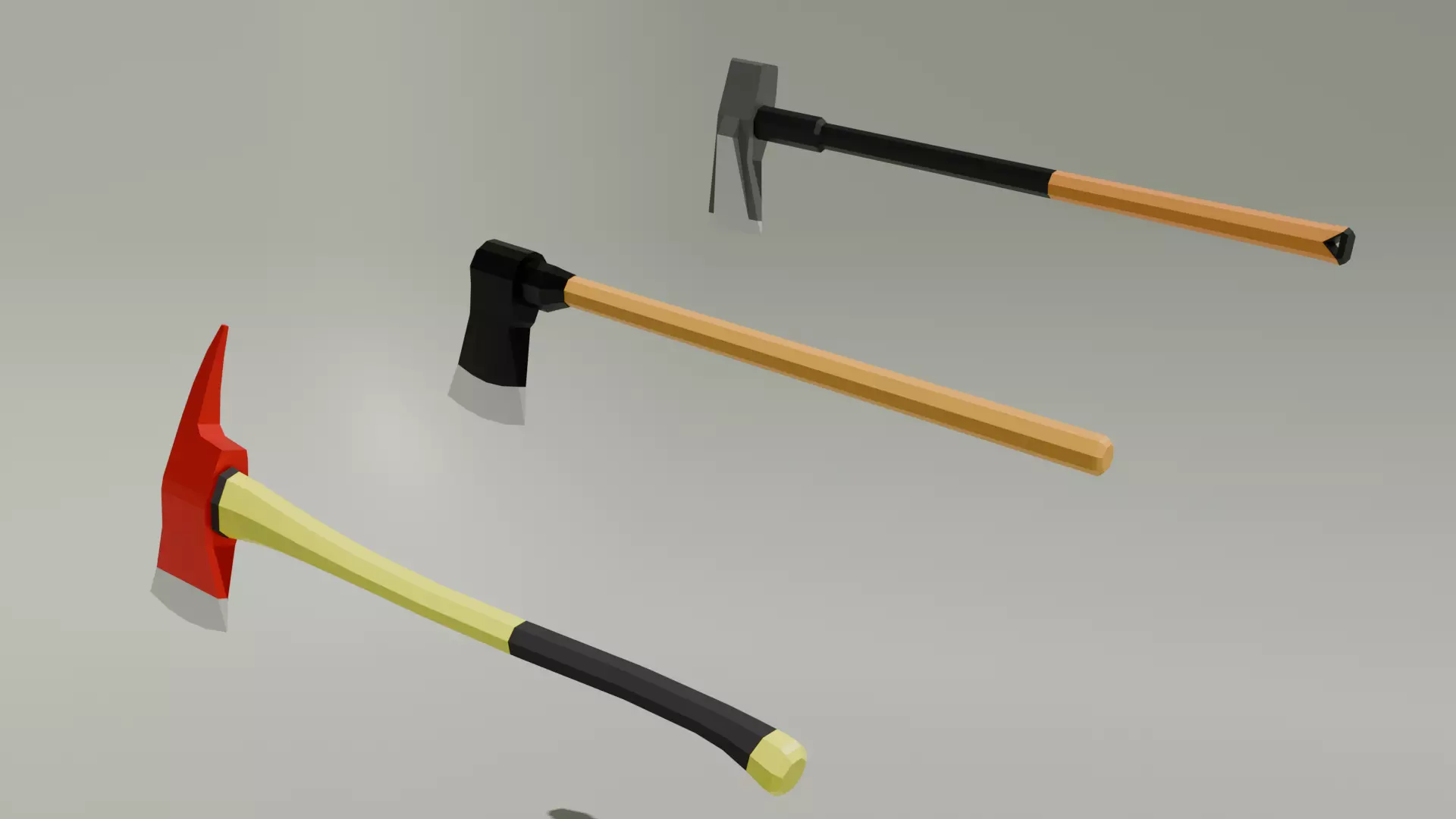 3 HACHAS BAJO POLY Low-poly 3D model_1