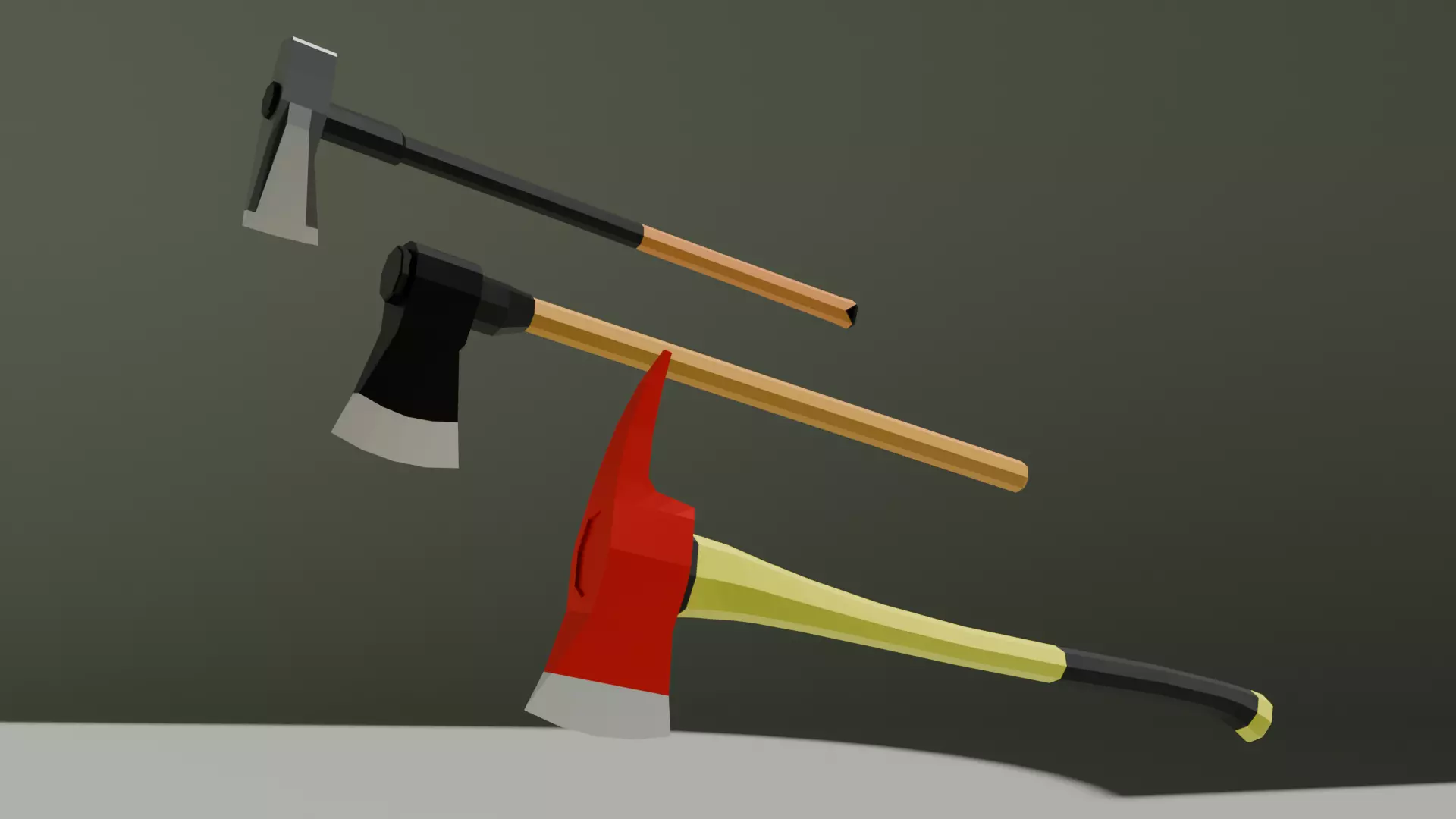 3 HACHAS BAJO POLY Low-poly 3D model_2