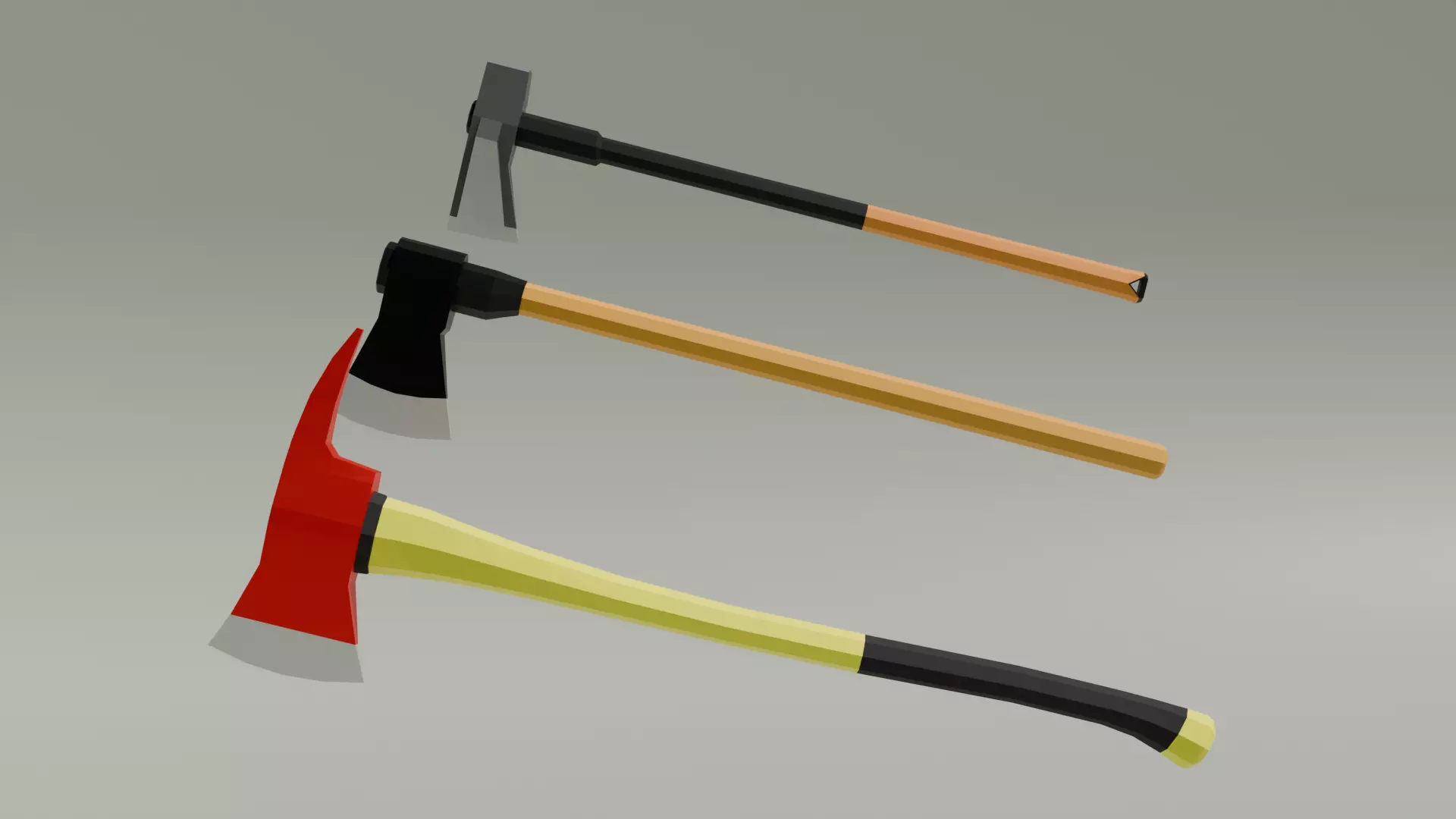 3 HACHAS BAJO POLY Low-poly 3D model_0