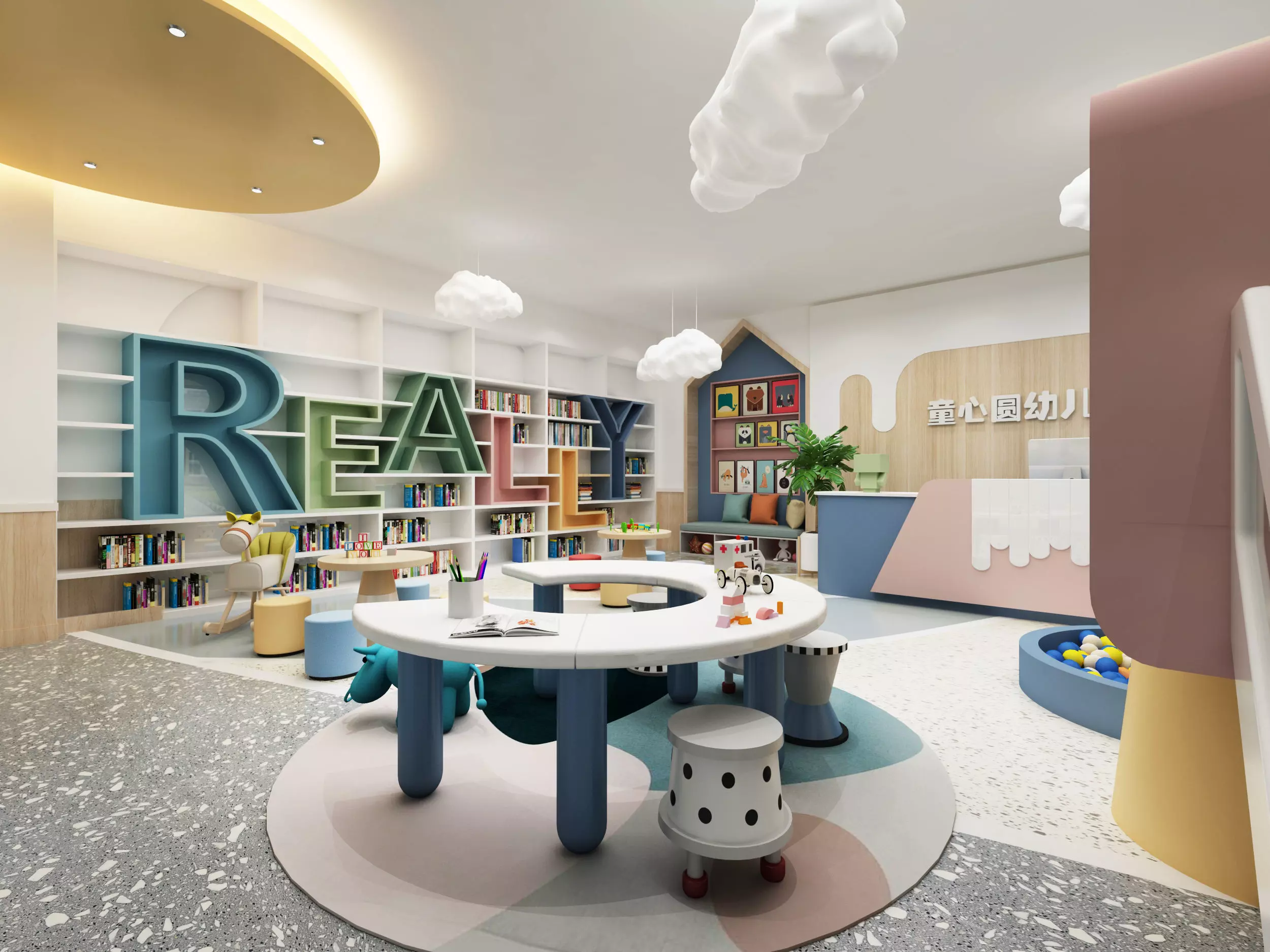kindergarten Low-poly 3D model_1