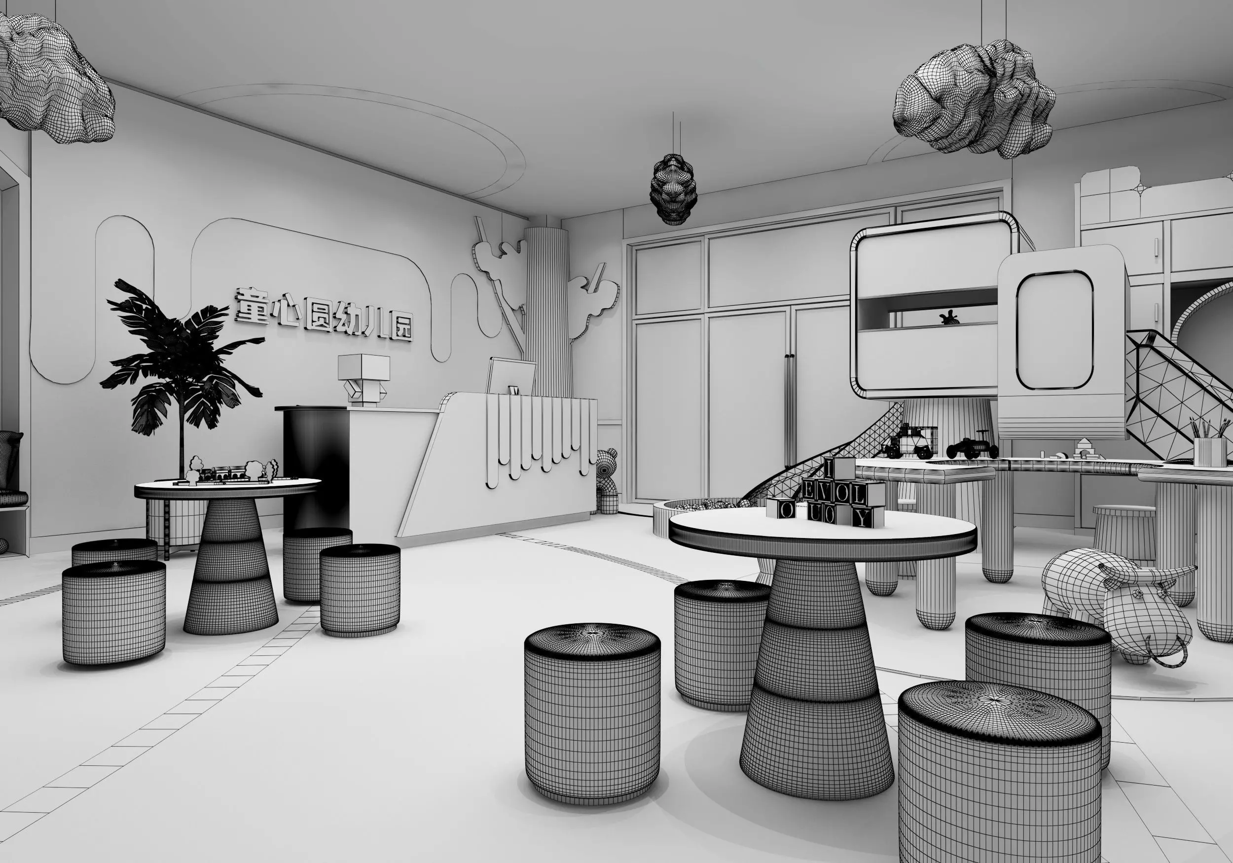 kindergarten Low-poly 3D model_8