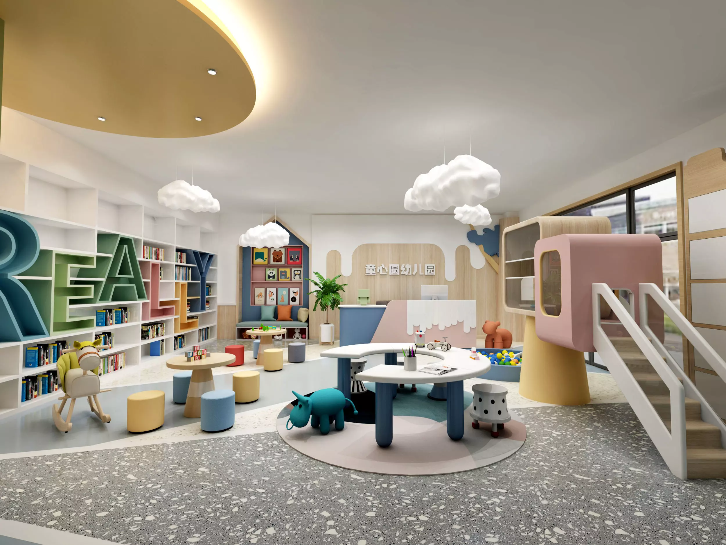 kindergarten Low-poly 3D model_0