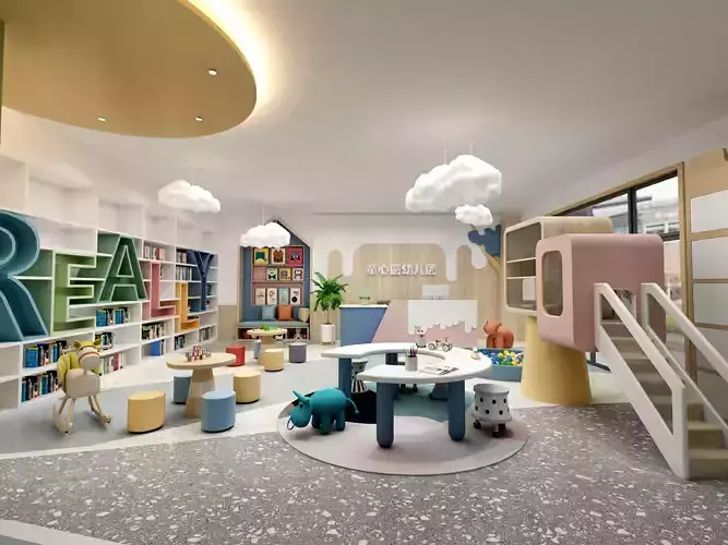 kindergarten Low-poly 3D model