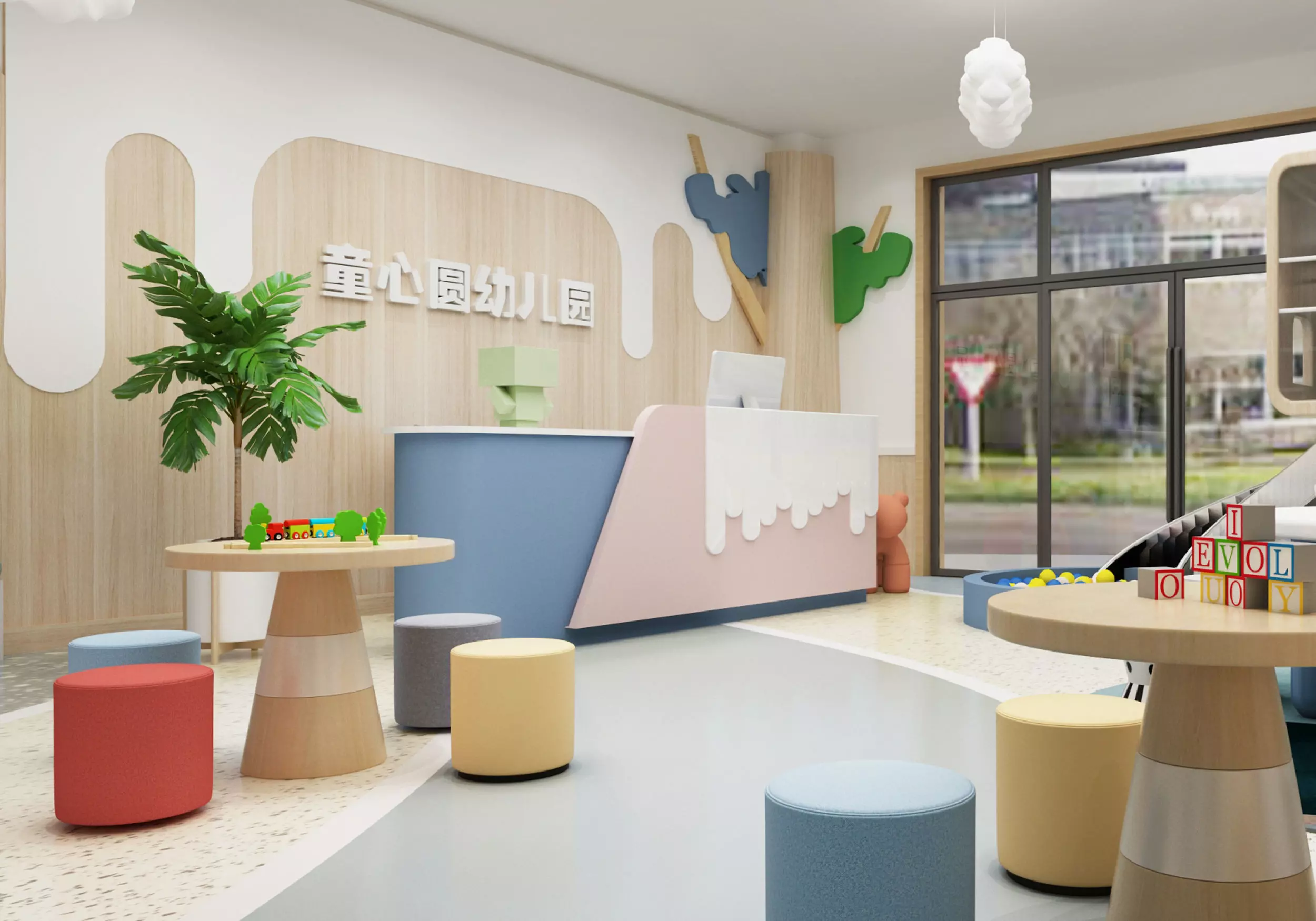 kindergarten Low-poly 3D model_5