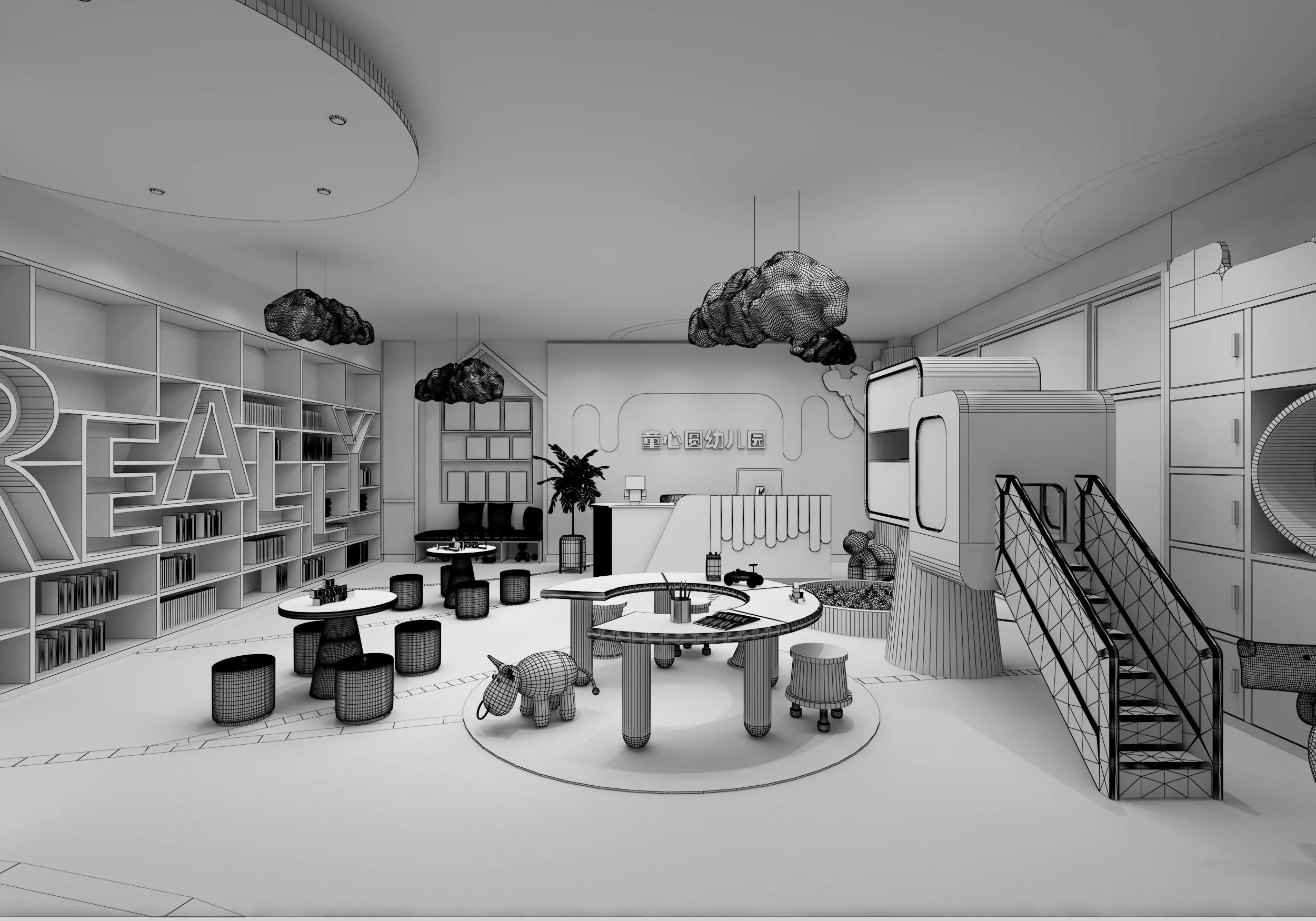 kindergarten Low-poly 3D model_7