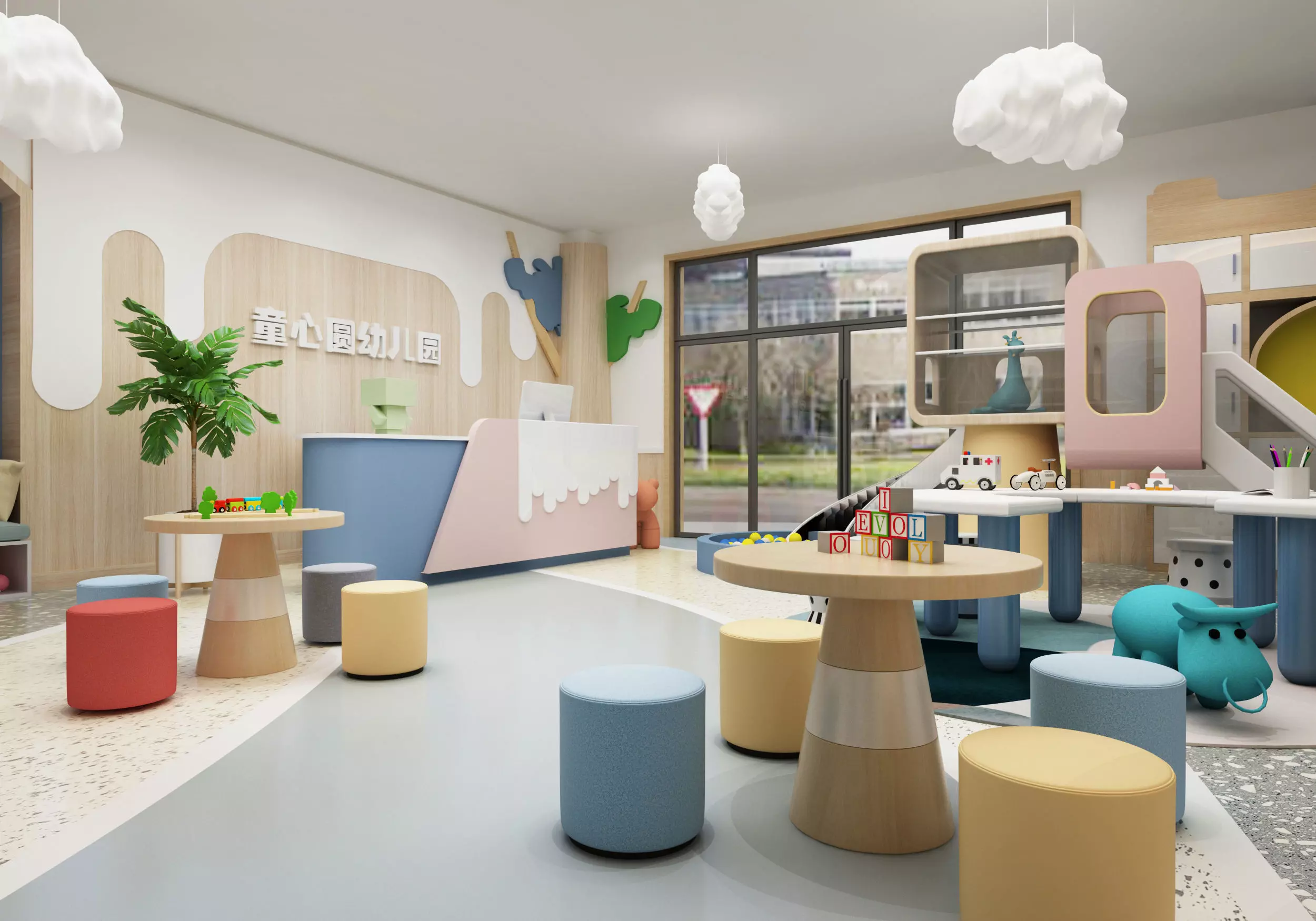 kindergarten Low-poly 3D model_3