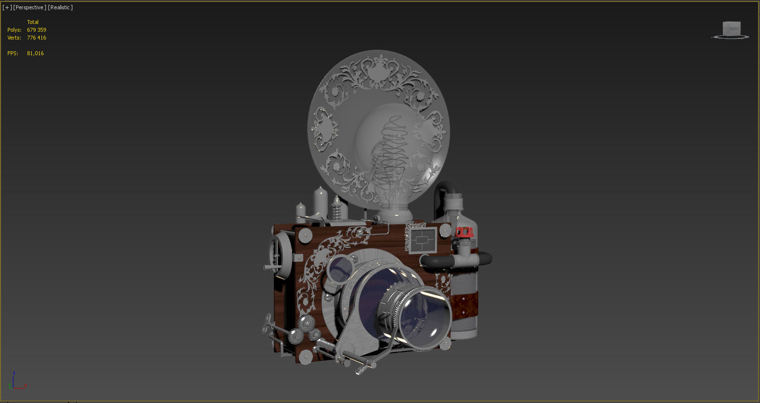 Steampunk camera 3D model_2
