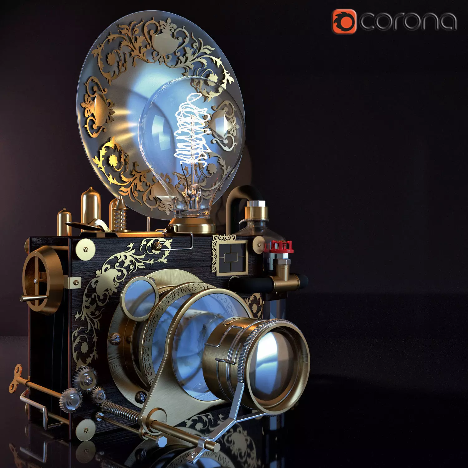 Steampunk camera 3D model_0