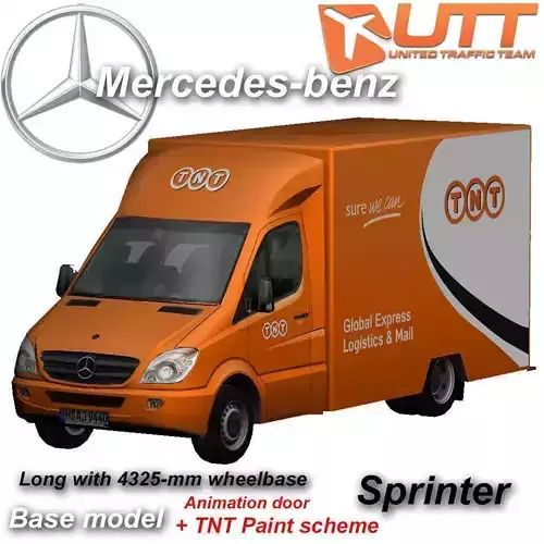 Mercedes-Benz Sprinter TNT animated Low-poly 3D model
