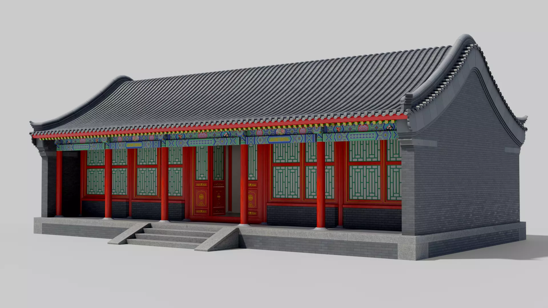 Asia China Ancient Architecture Low-poly 3D model_3