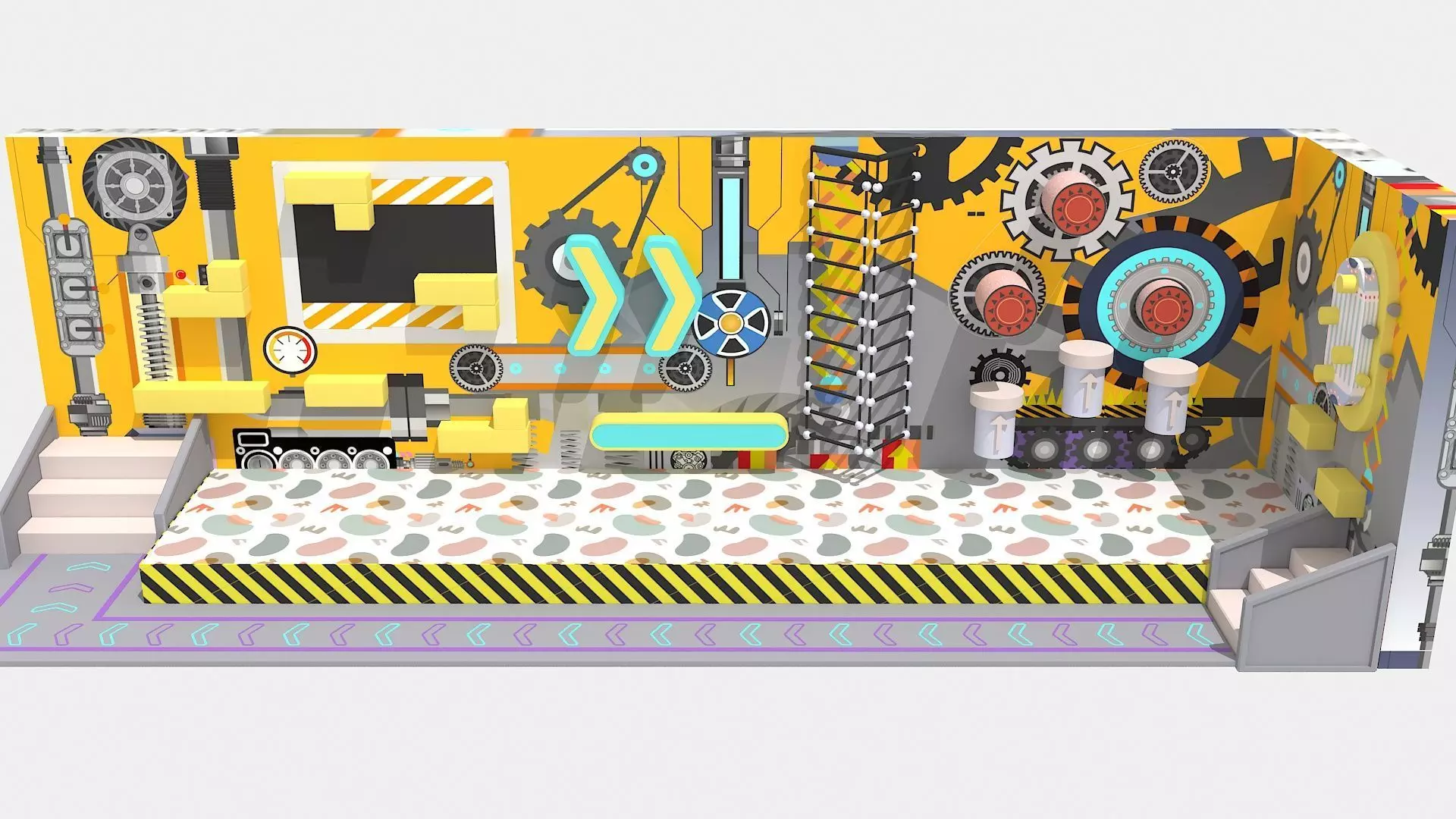 Indoor wall challenge level combination 3D model_8