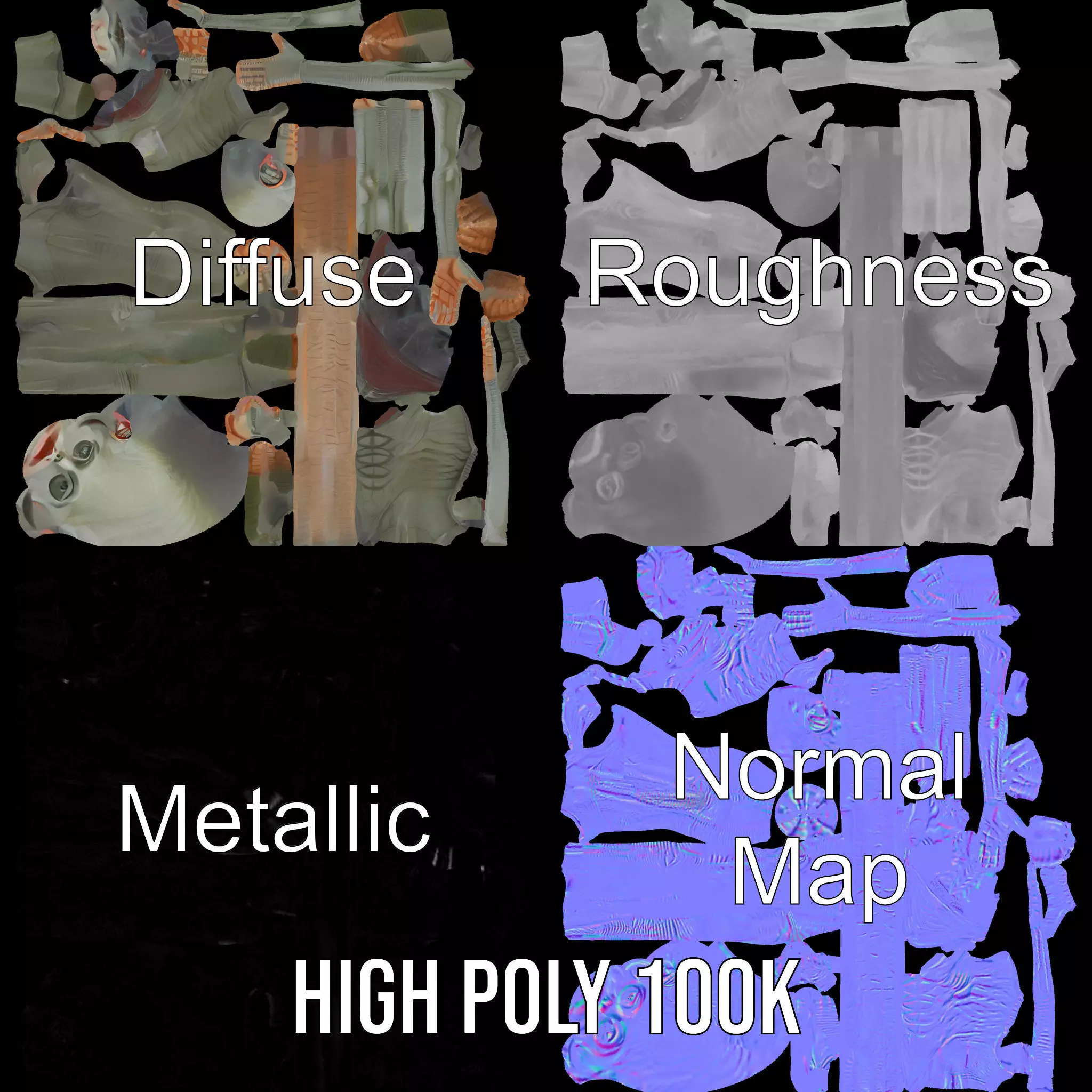 Alien Creature Textured model pack Low-poly 3D model_3