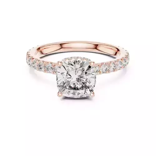 Cushion Cut Double Hidden Halo Pave Diamond Ring 3DM STL Video