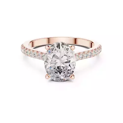 2CT Oval Cut Hidden Halo Cathedral Set Woman Ring 3DM STL Video