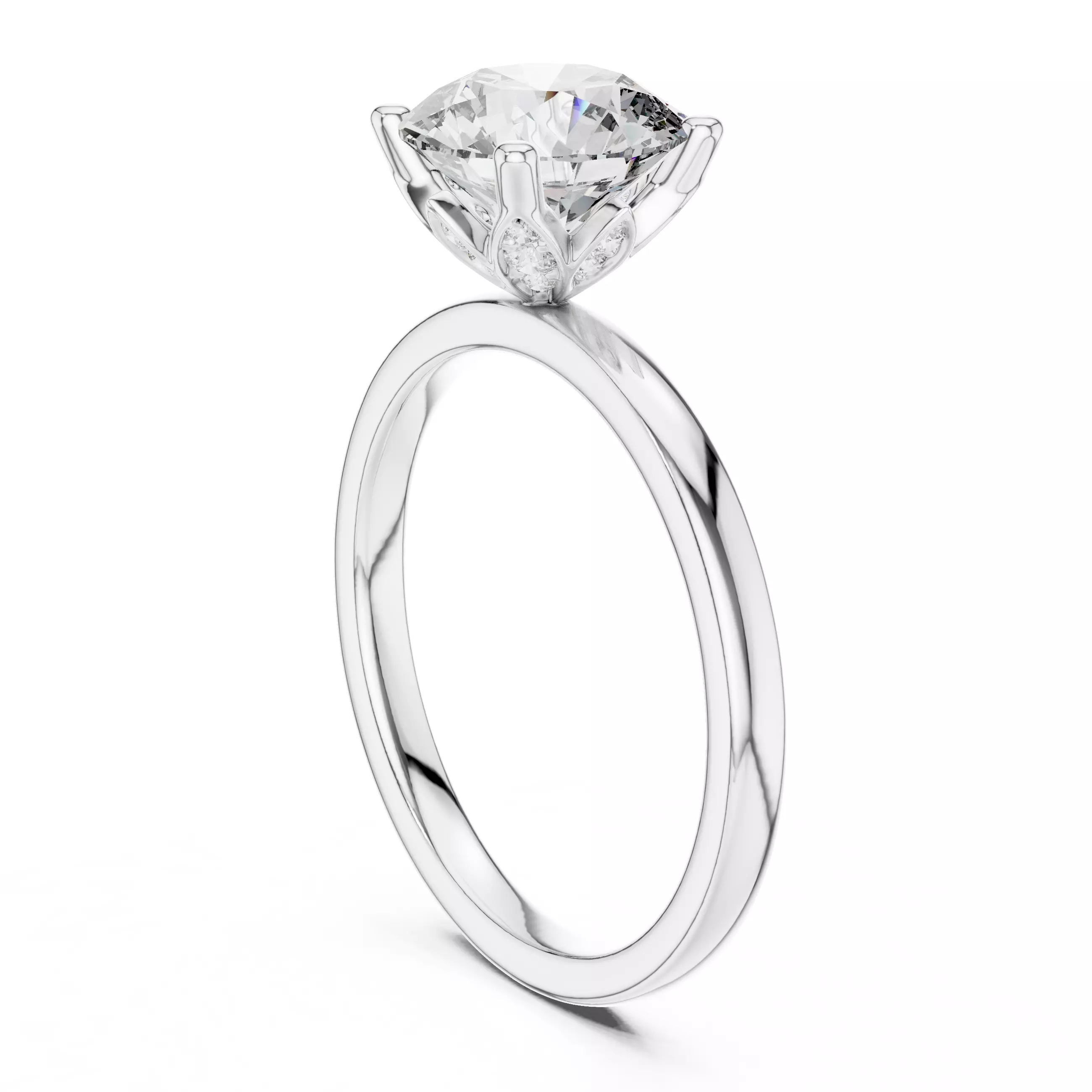 2CT Round Cut Hidden Flower Diamond Halo Ring 3DM STL Video 3D print model_9