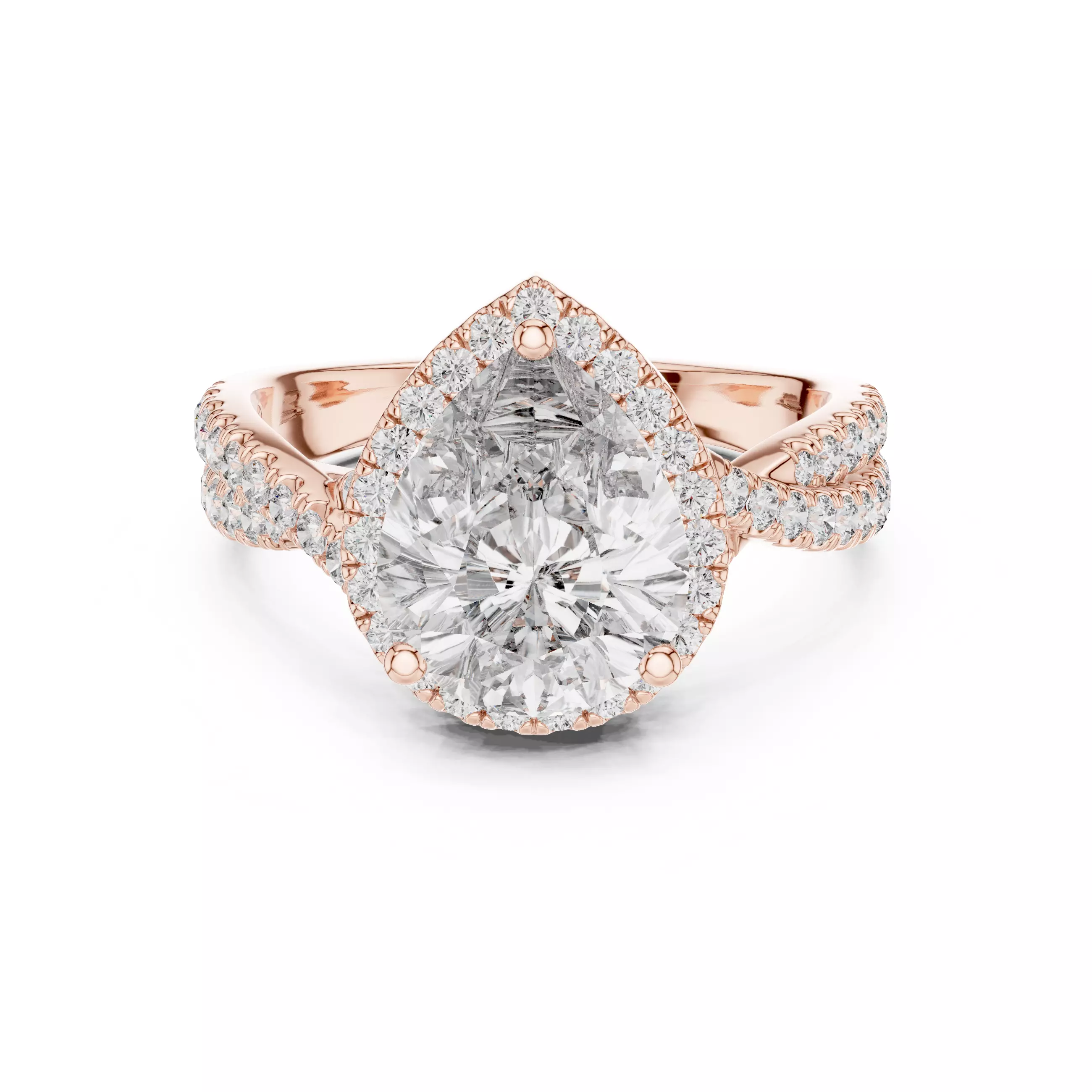 10x8mm Pear Cut Diamond Crossover Split Shank Ring 3DM STL Video 3D print model_0