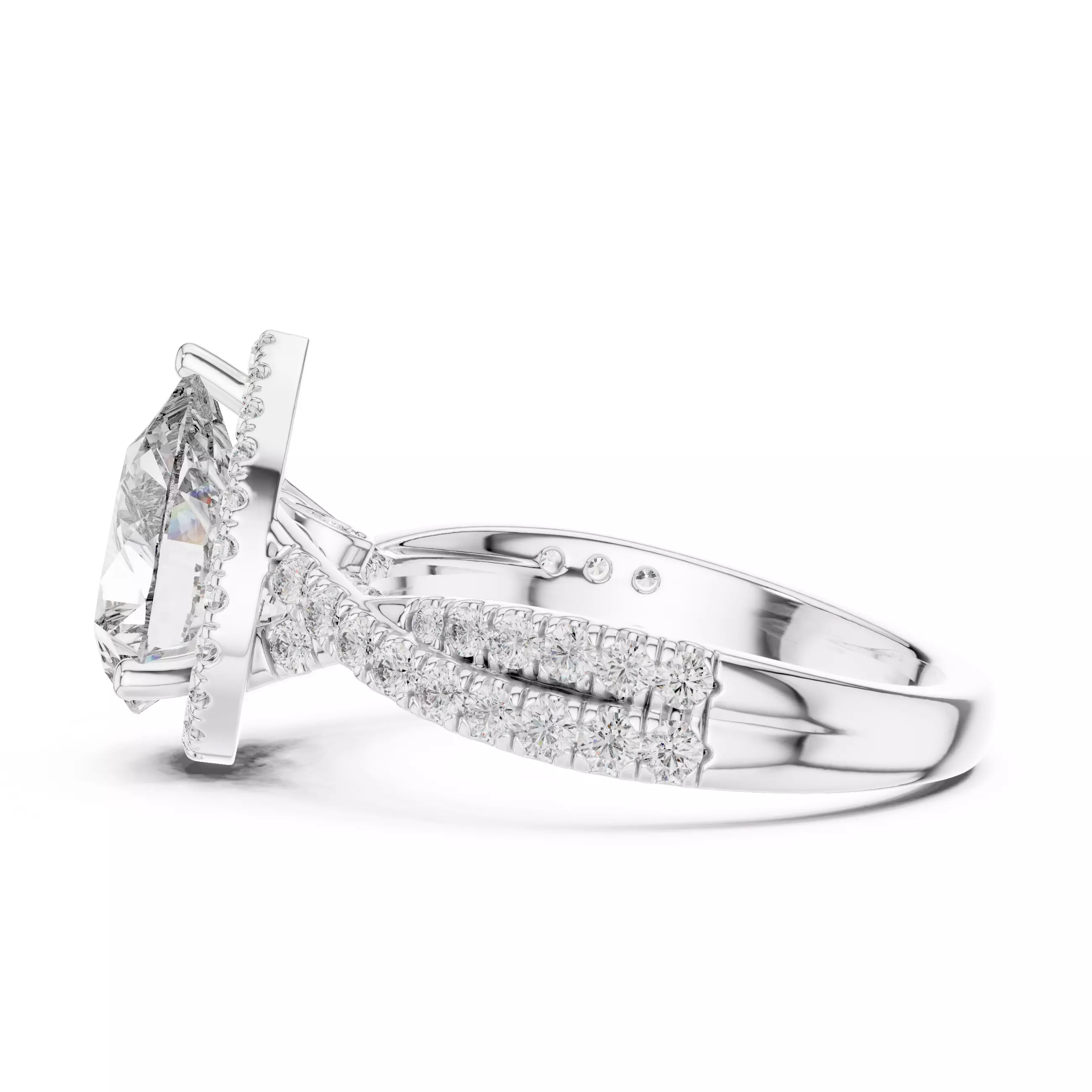 10x8mm Pear Cut Diamond Crossover Split Shank Ring 3DM STL Video 3D print model_11