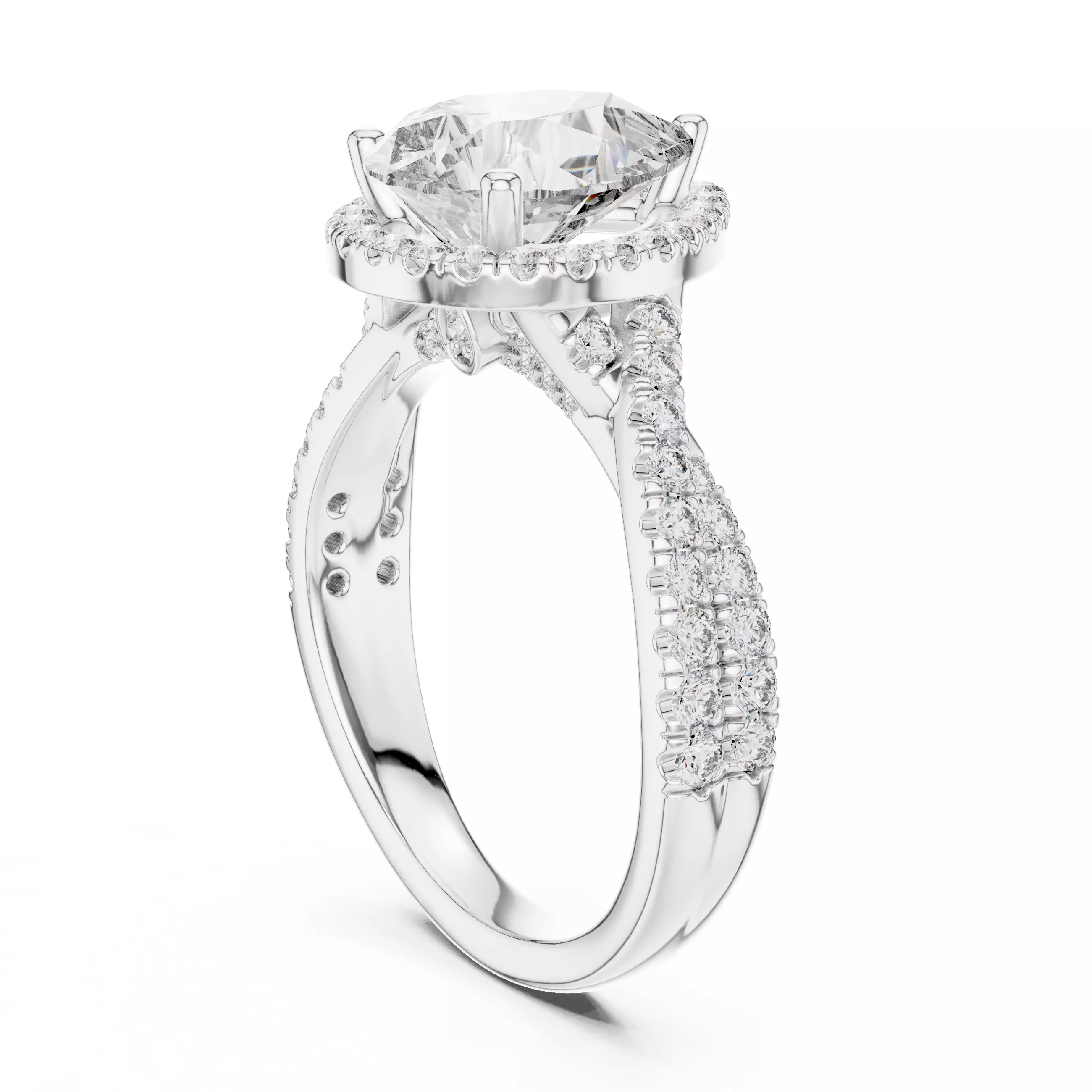 10x8mm Pear Cut Diamond Crossover Split Shank Ring 3DM STL Video 3D print model_9