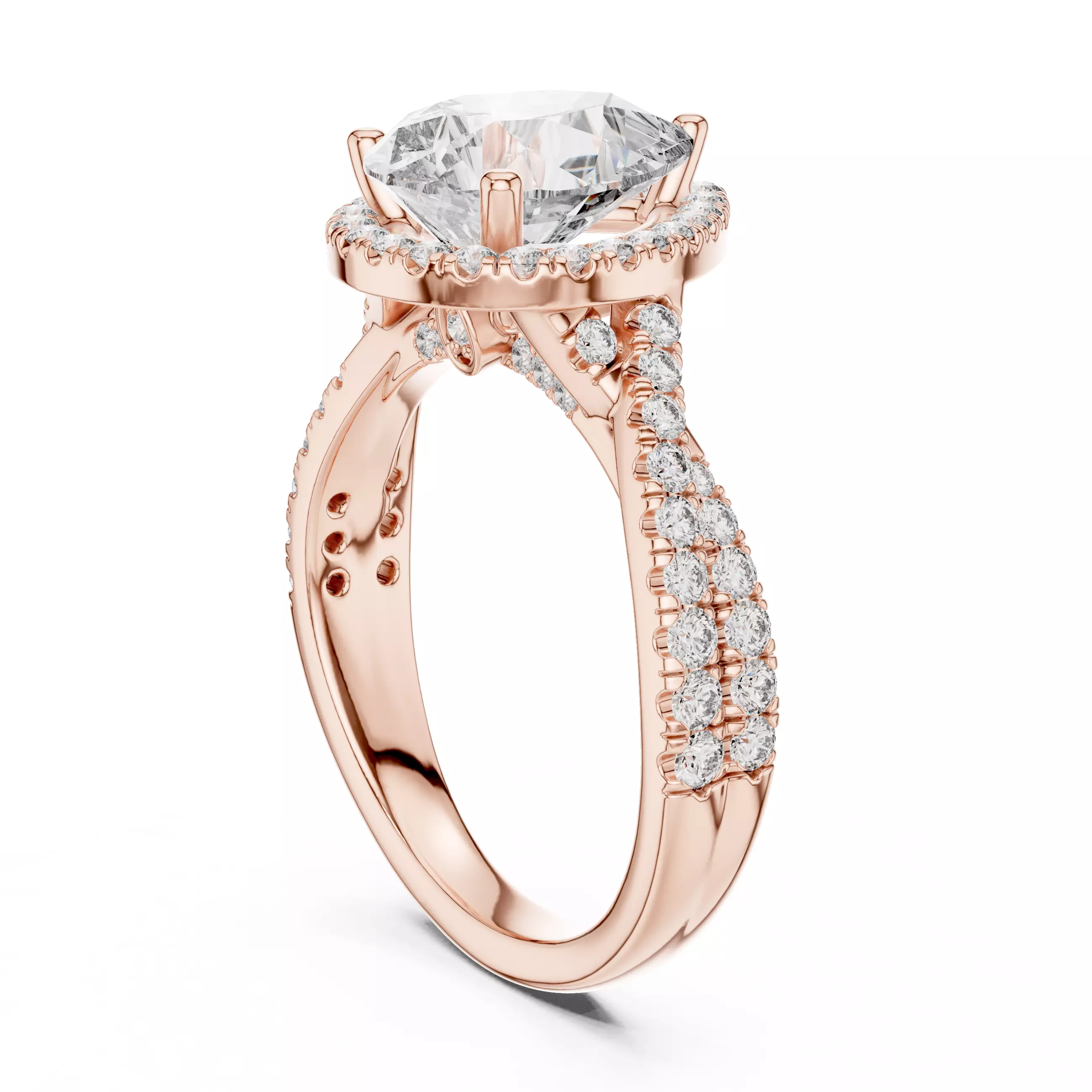 10x8mm Pear Cut Diamond Crossover Split Shank Ring 3DM STL Video 3D print model_3