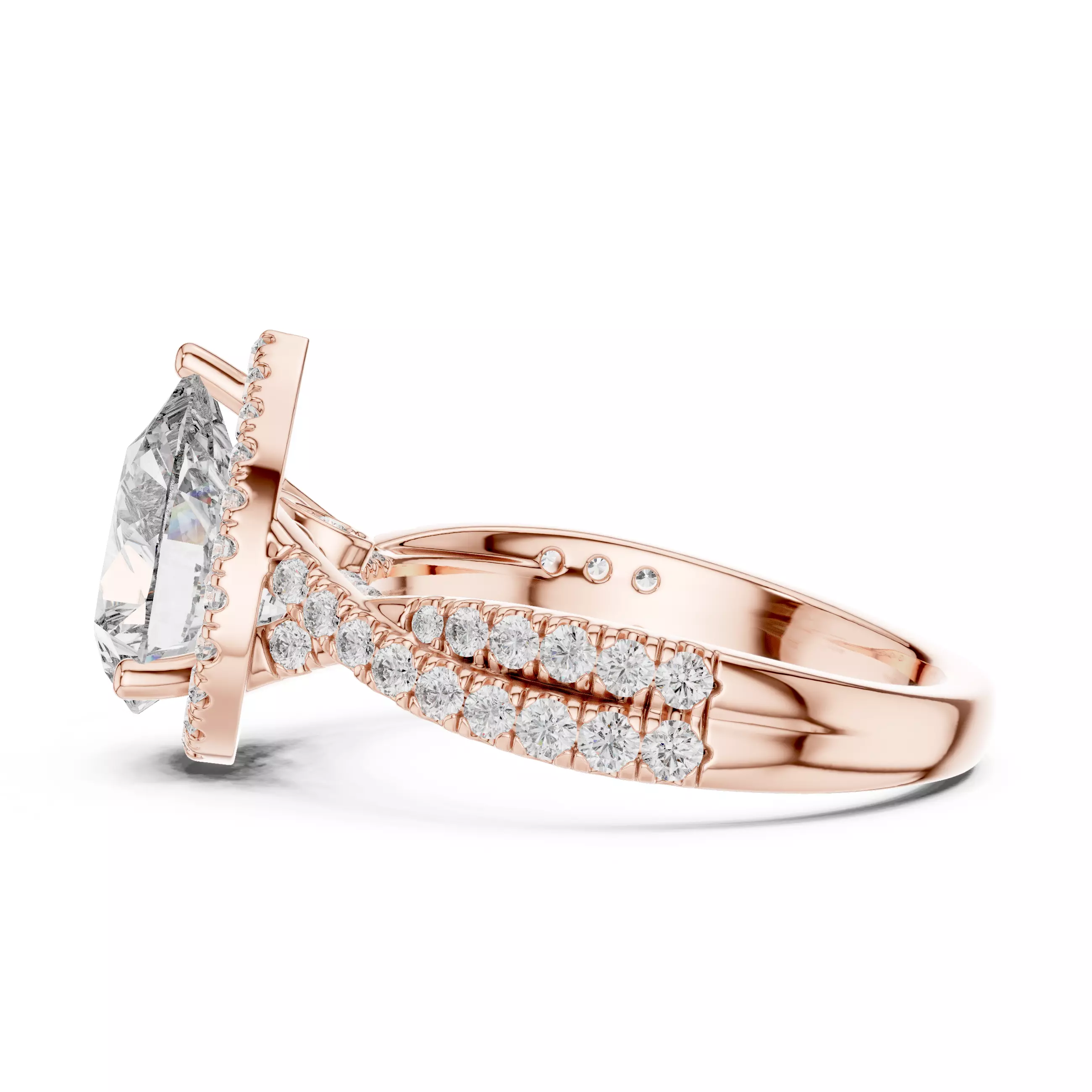 10x8mm Pear Cut Diamond Crossover Split Shank Ring 3DM STL Video 3D print model_5