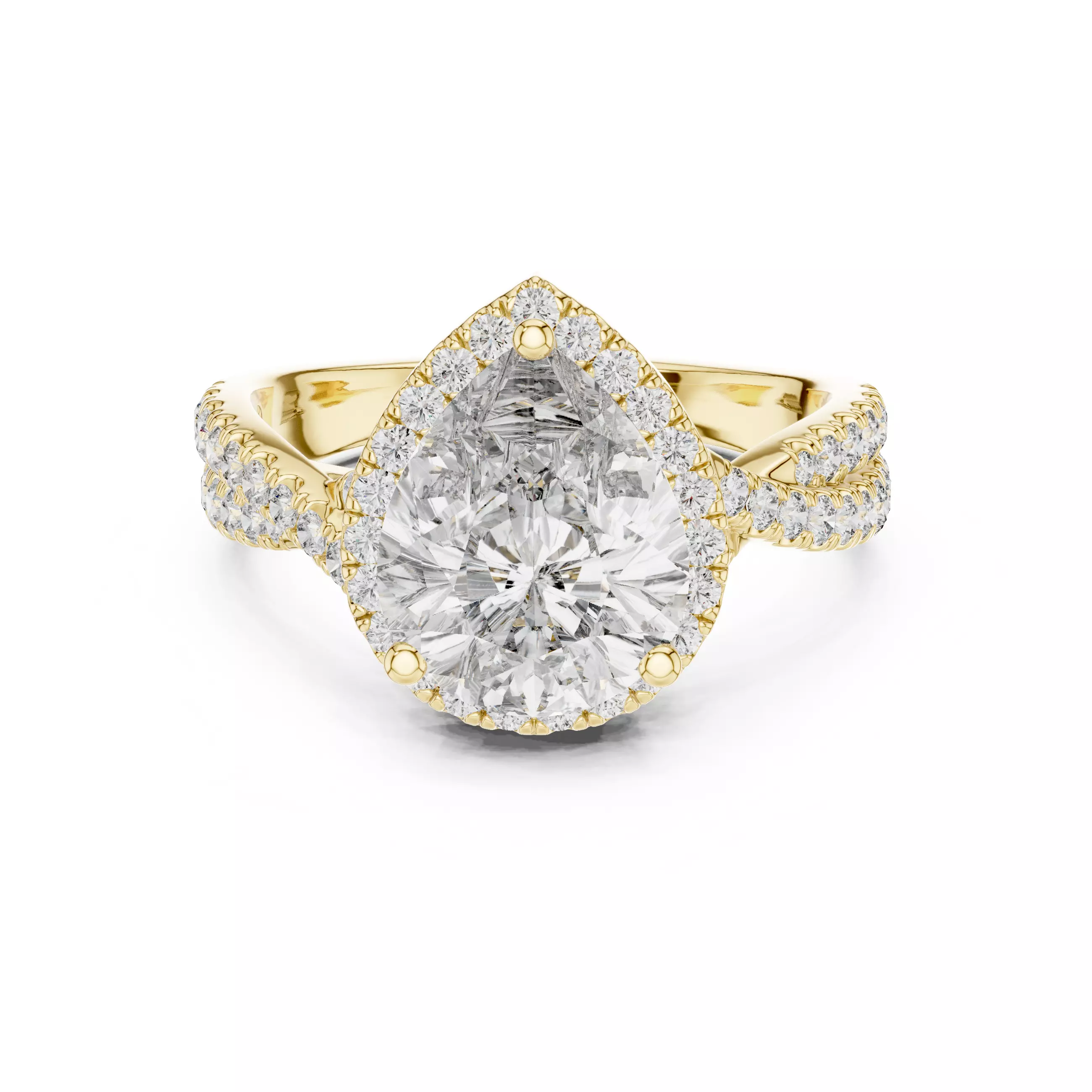 10x8mm Pear Cut Diamond Crossover Split Shank Ring 3DM STL Video 3D print model_1