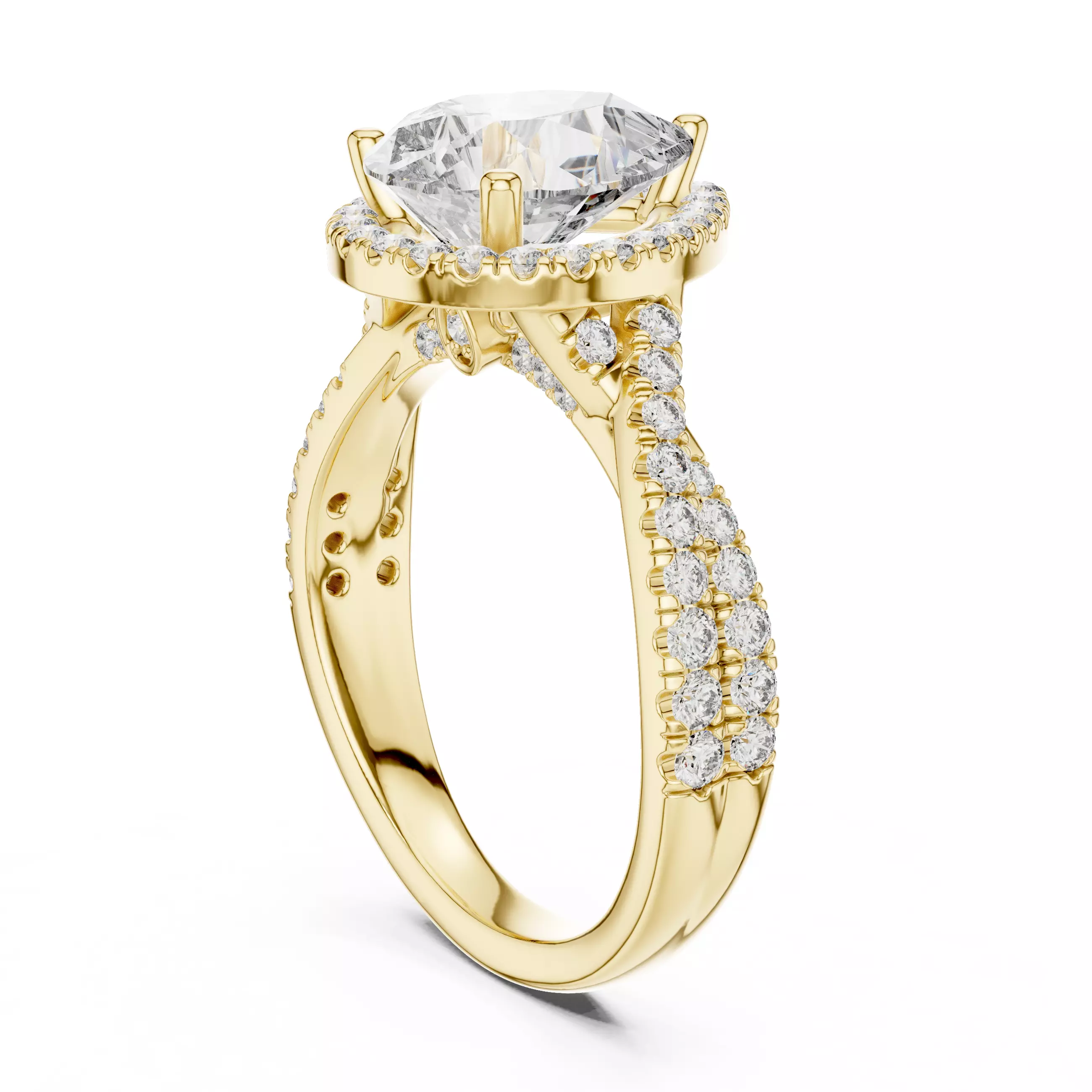 10x8mm Pear Cut Diamond Crossover Split Shank Ring 3DM STL Video 3D print model_6