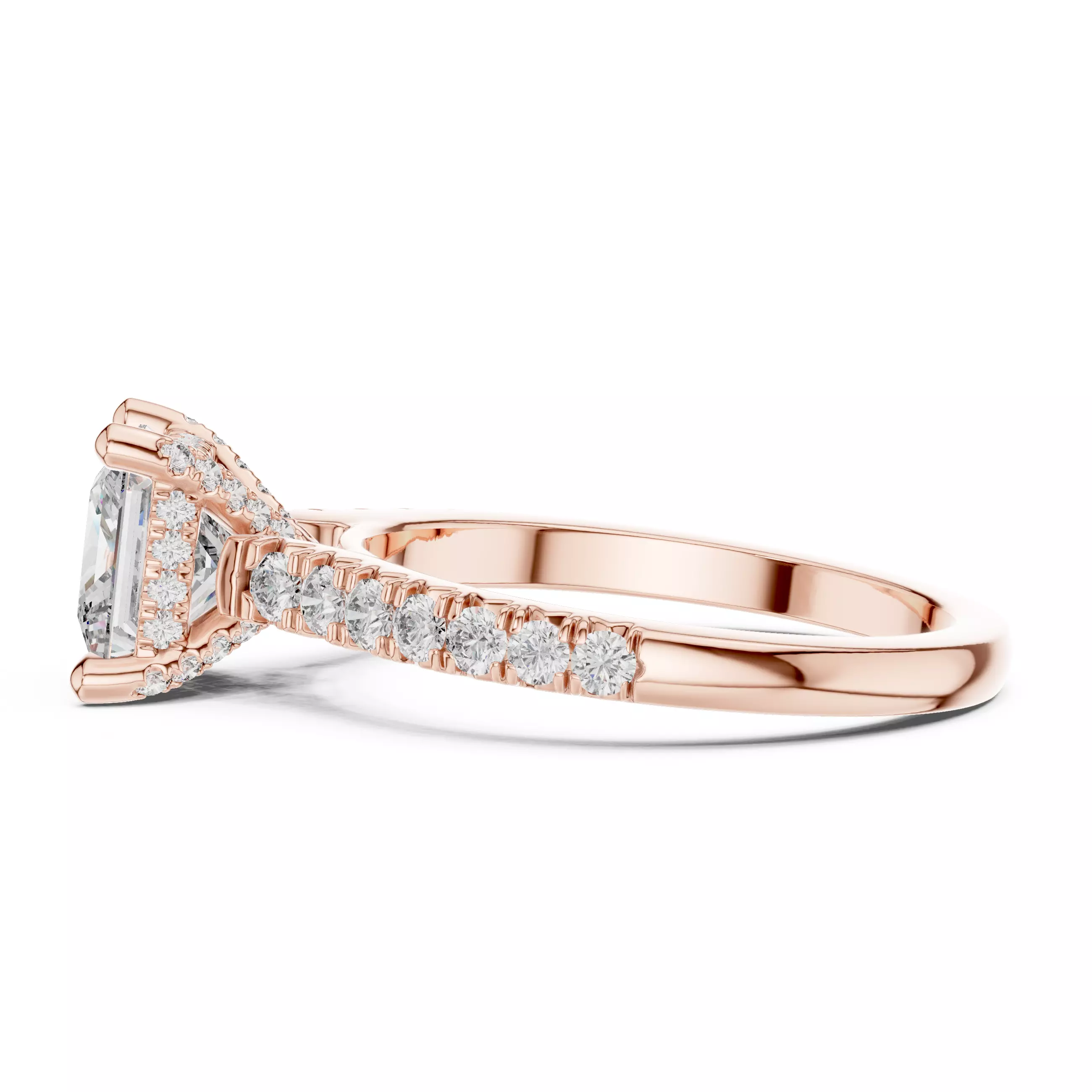 Princess Cut with Pave Diamond On Prong Ring 3DM STL Video 3D print model_5