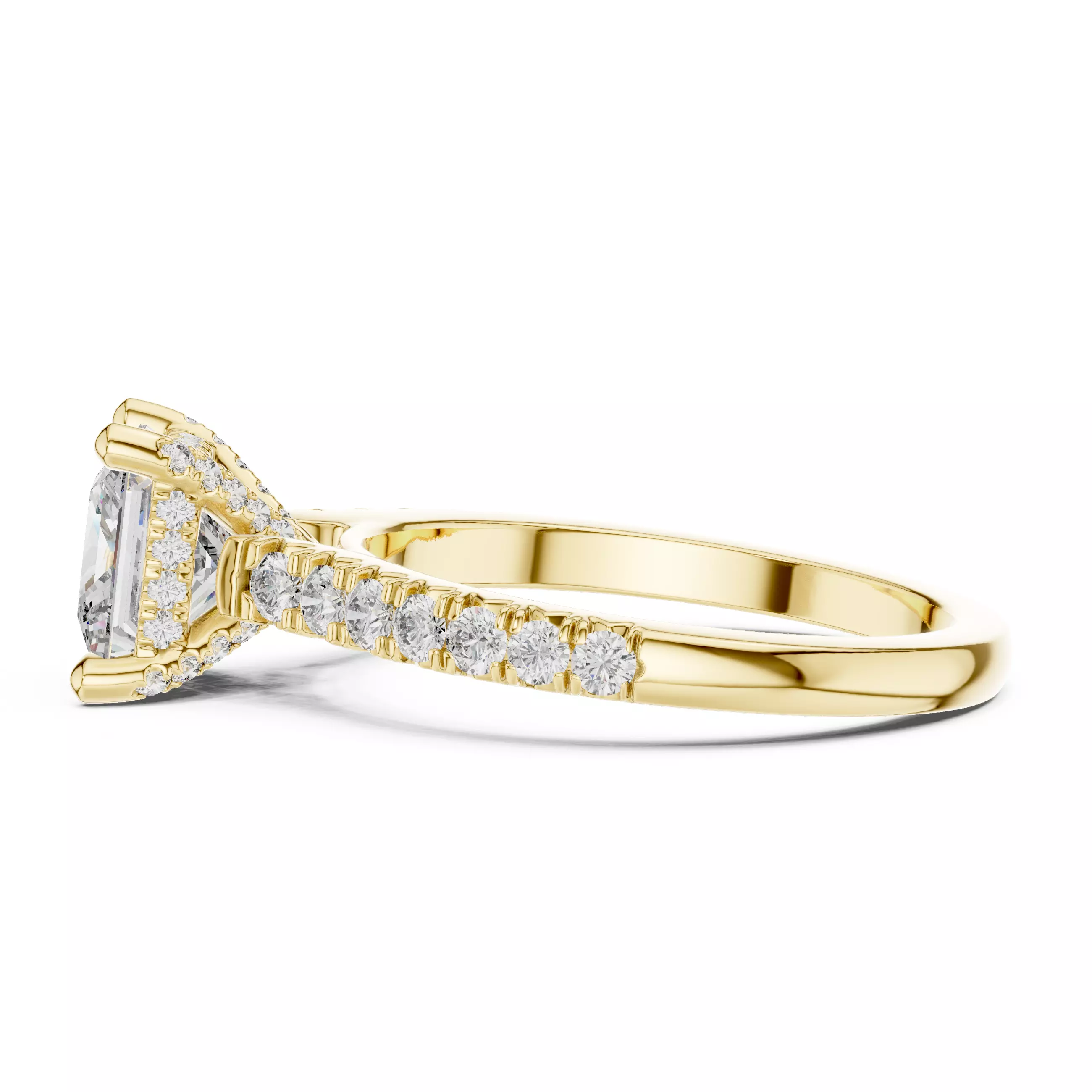 Princess Cut with Pave Diamond On Prong Ring 3DM STL Video 3D print model_8