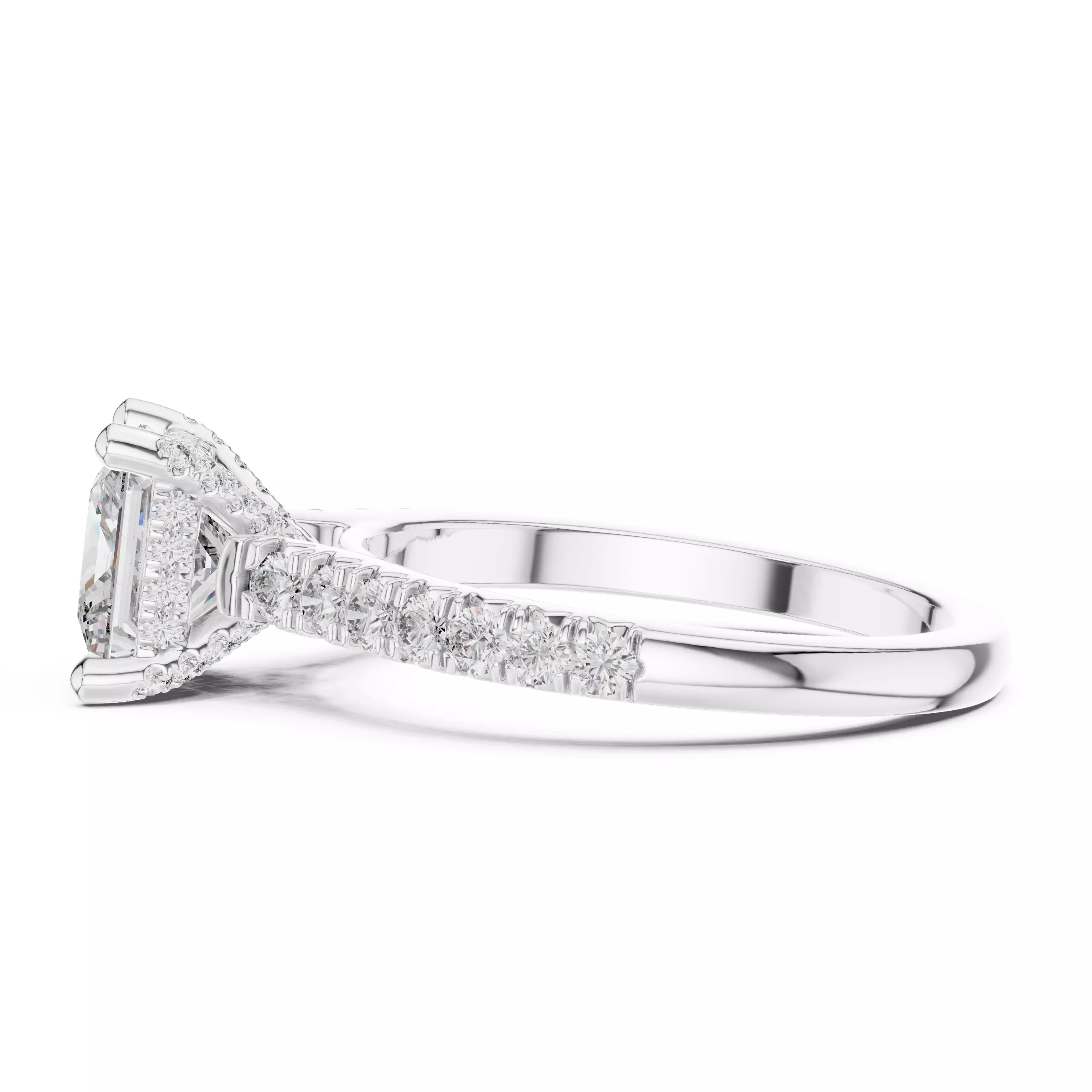 Princess Cut with Pave Diamond On Prong Ring 3DM STL Video 3D print model_11