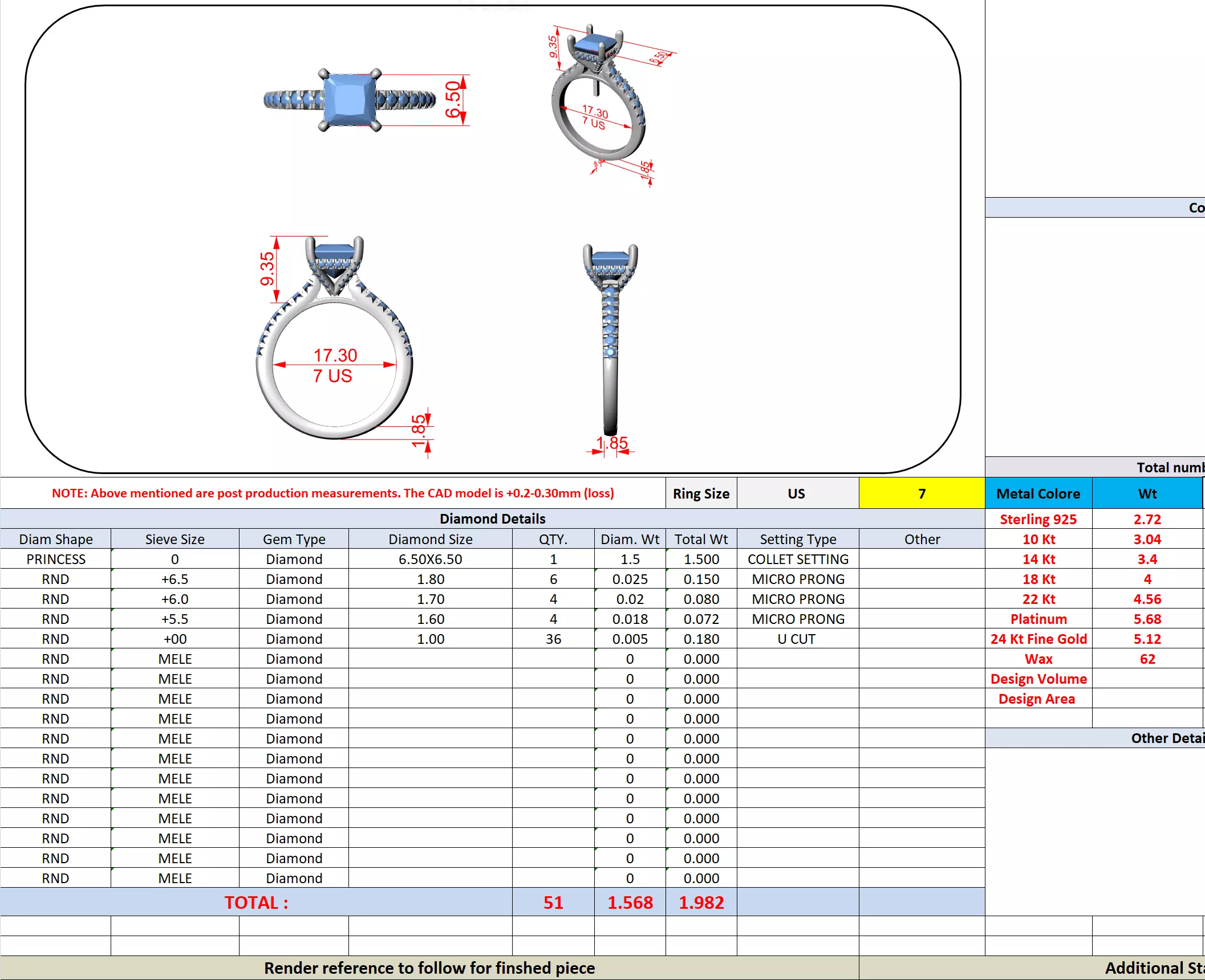 Princess Cut with Pave Diamond On Prong Ring 3DM STL Video 3D print model_13