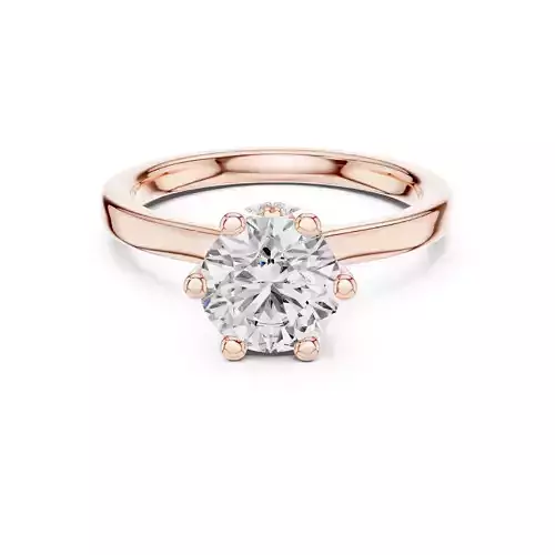 Six Prong Round Cut Diamond Engagement Woman Ring 3DM STL Video