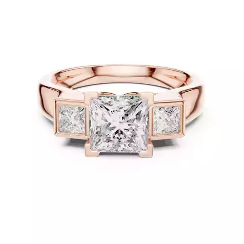 Bezel Set Princess Cut Diamond Engagement Ring 3DM STL Video 3D print model