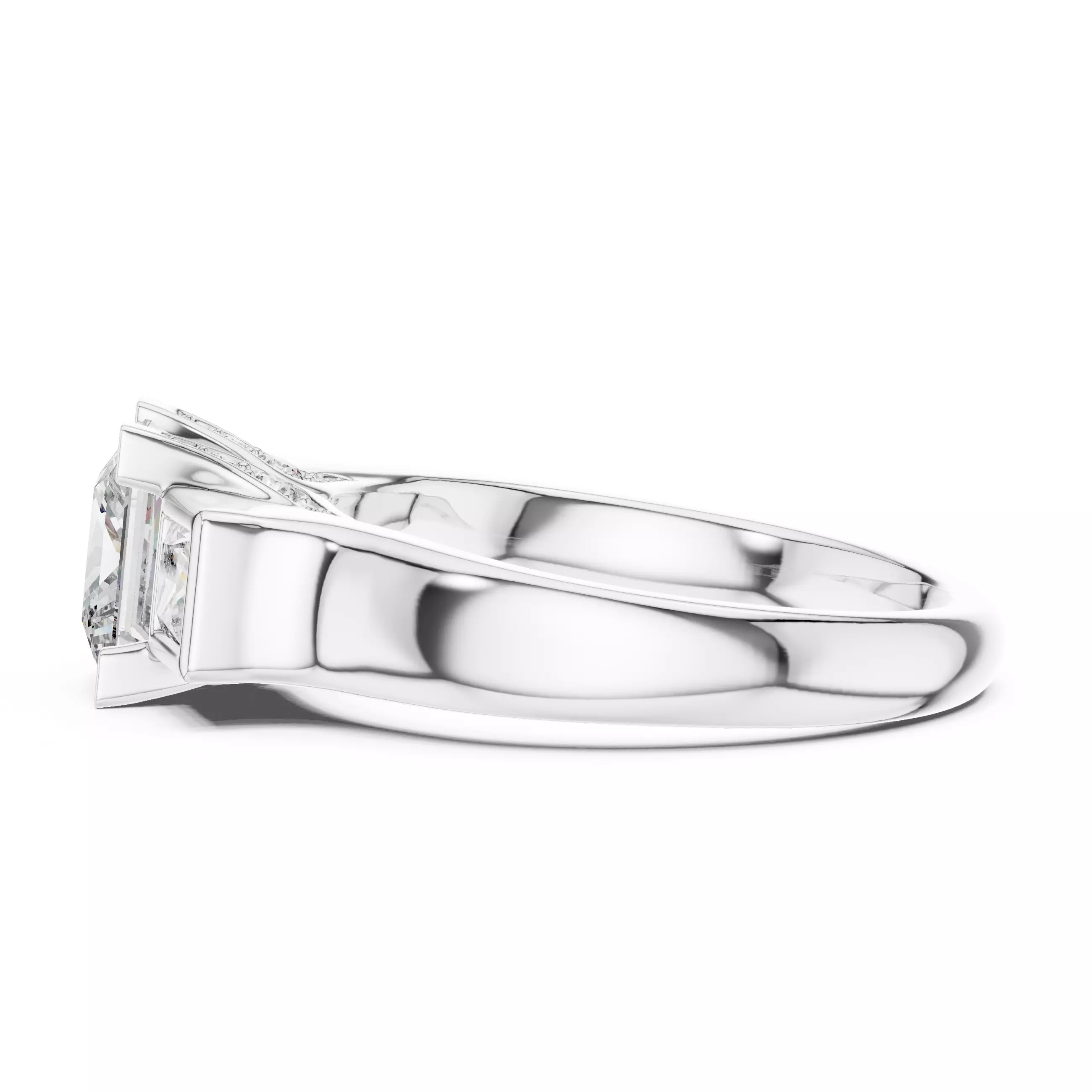 Bezel Set Princess Cut Diamond Engagement Ring 3DM STL Video 3D print model_11