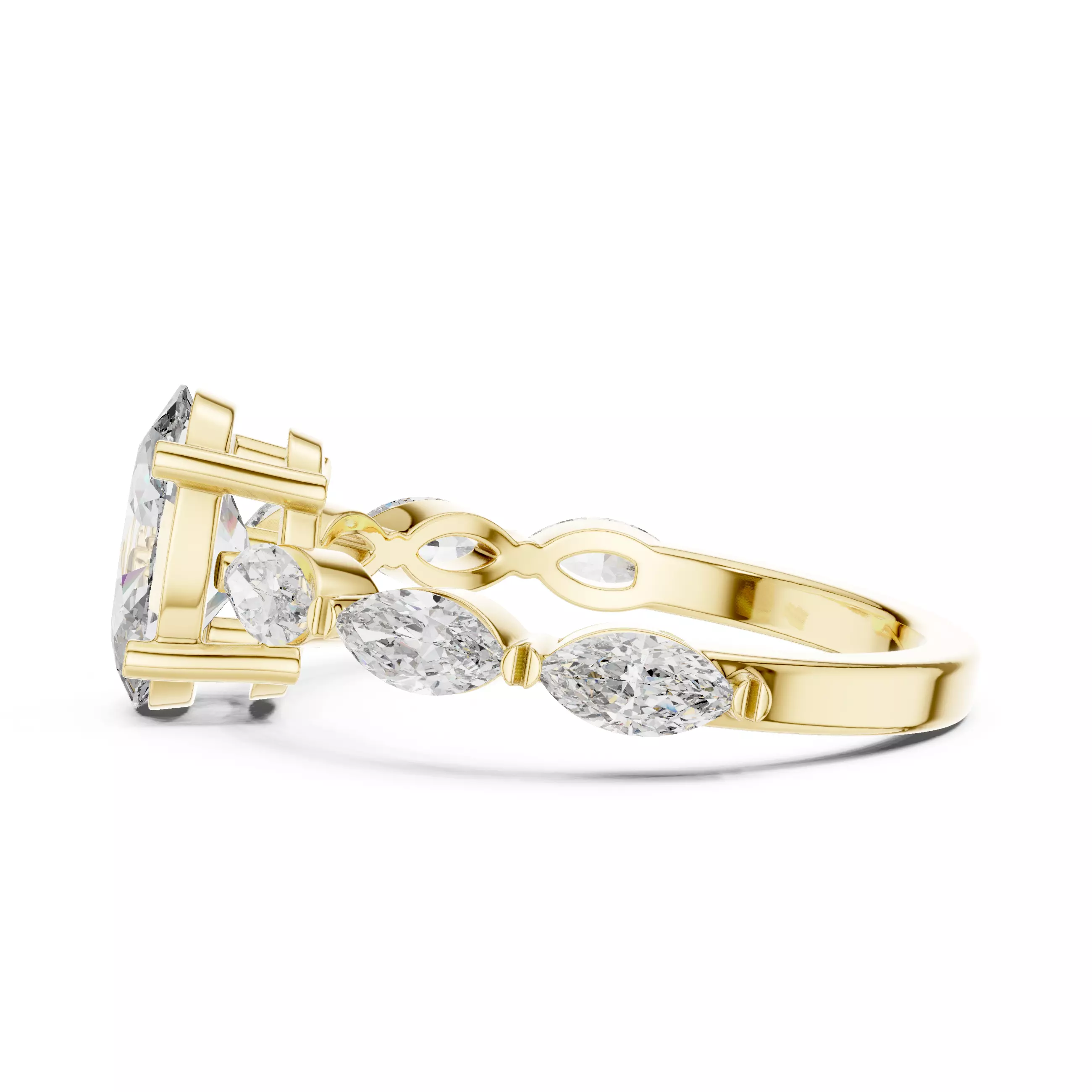 1CT Oval and Marquise Cut Diamond Engagement Ring 3DM STL Video 3D print model_8