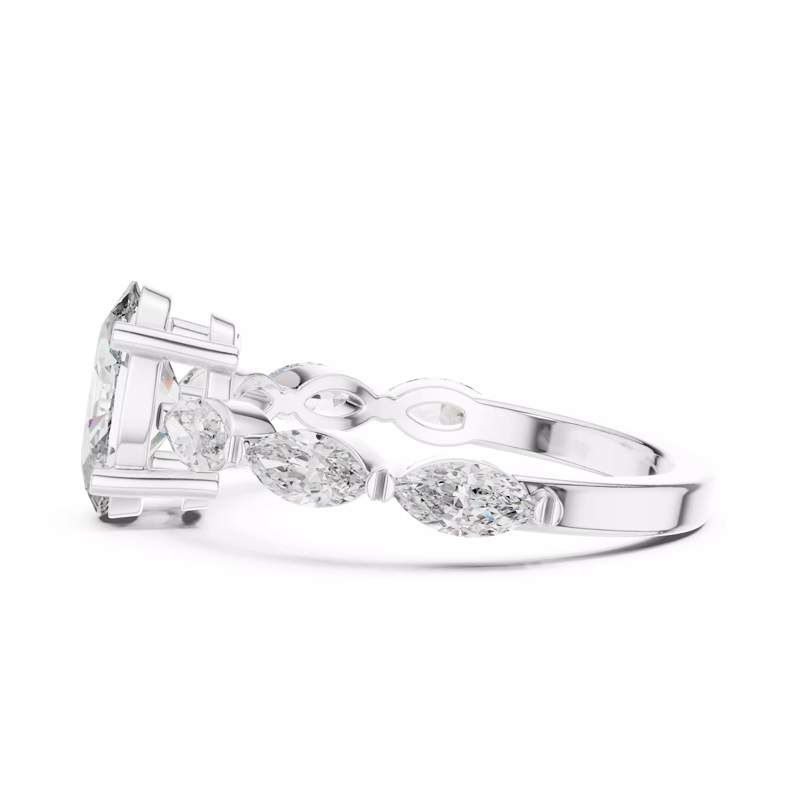 1CT Oval and Marquise Cut Diamond Engagement Ring 3DM STL Video 3D print model_11