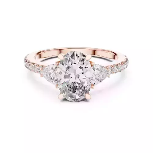 Oval and Trillion Cut Diamond Engagement Ring 3DM STL Video 3D print model