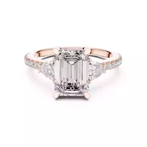 Emerald and Trillion Cut Diamond Engagement Ring 3DM STL Video 3D print model