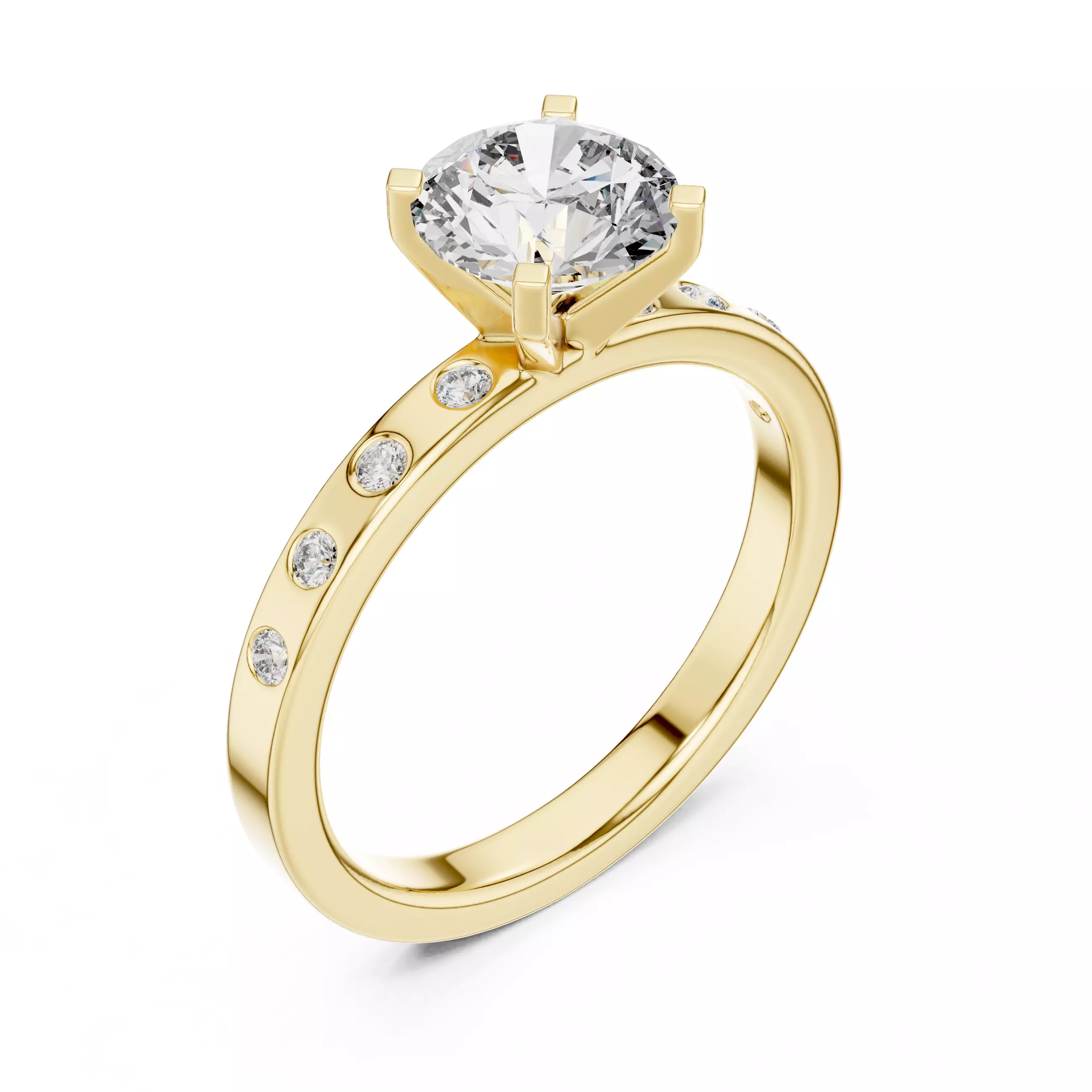 1CT Round Cut Diamond Engagement Wedding Ring 3DM STL Video 3D print model_7