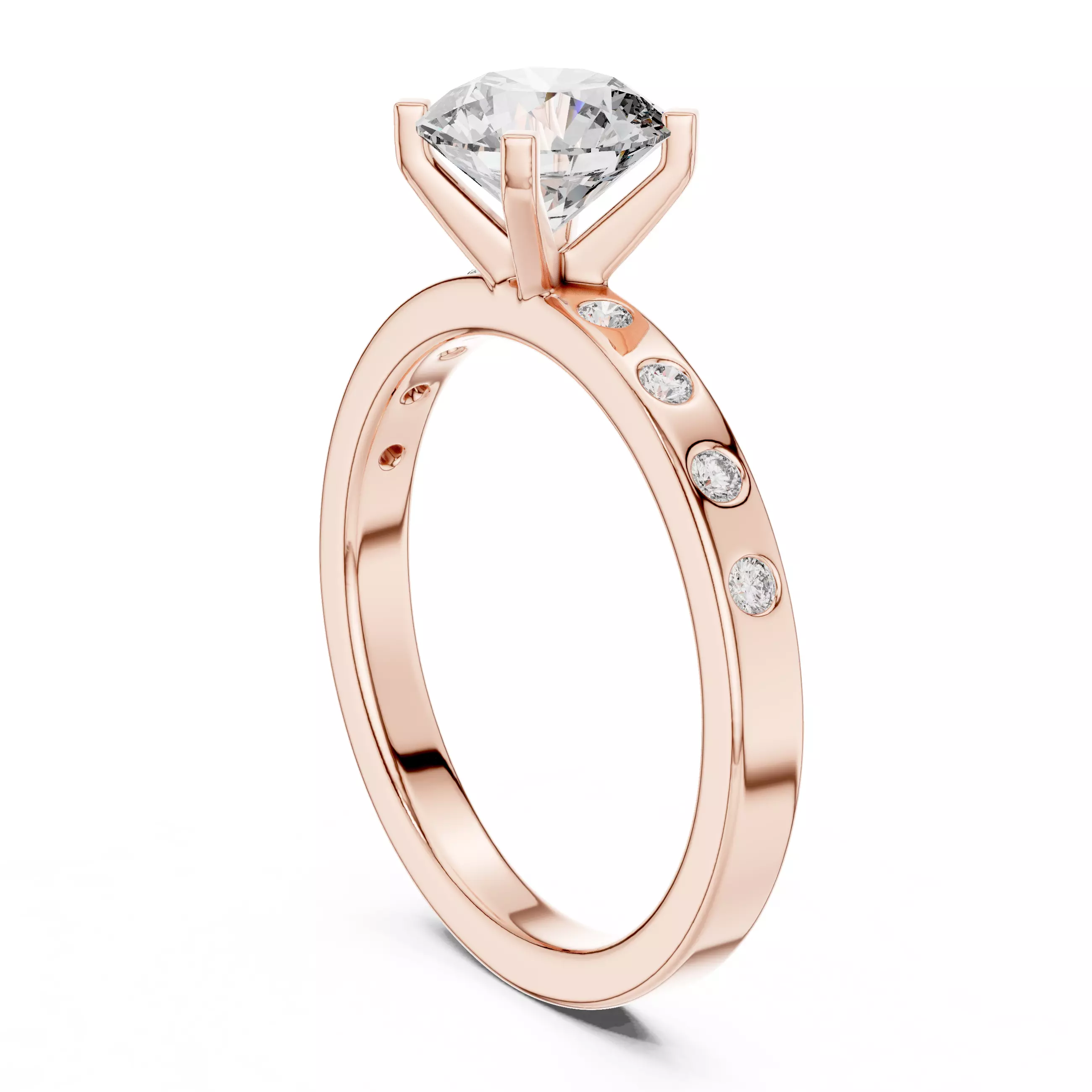 1CT Round Cut Diamond Engagement Wedding Ring 3DM STL Video 3D print model_3