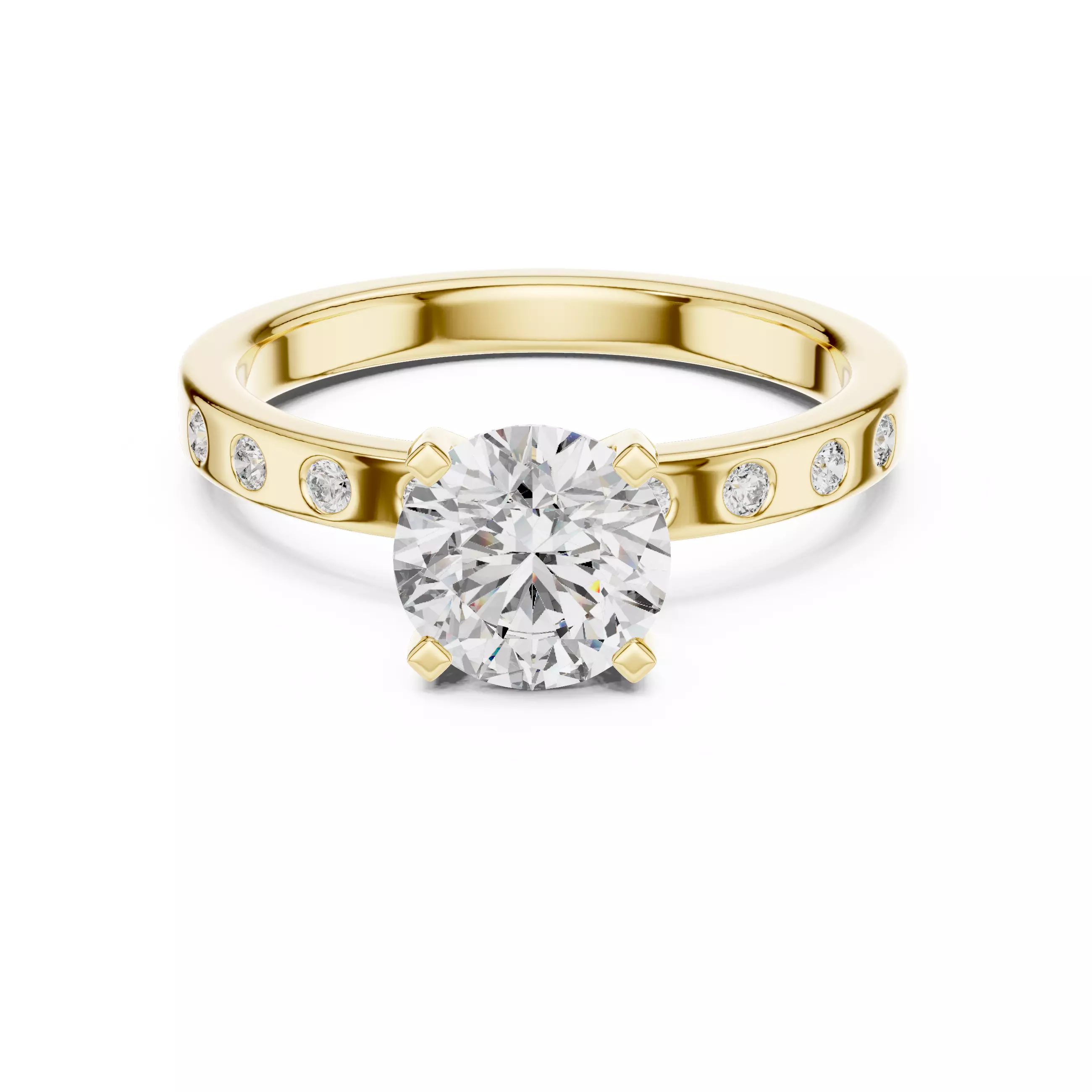 1CT Round Cut Diamond Engagement Wedding Ring 3DM STL Video 3D print model_1