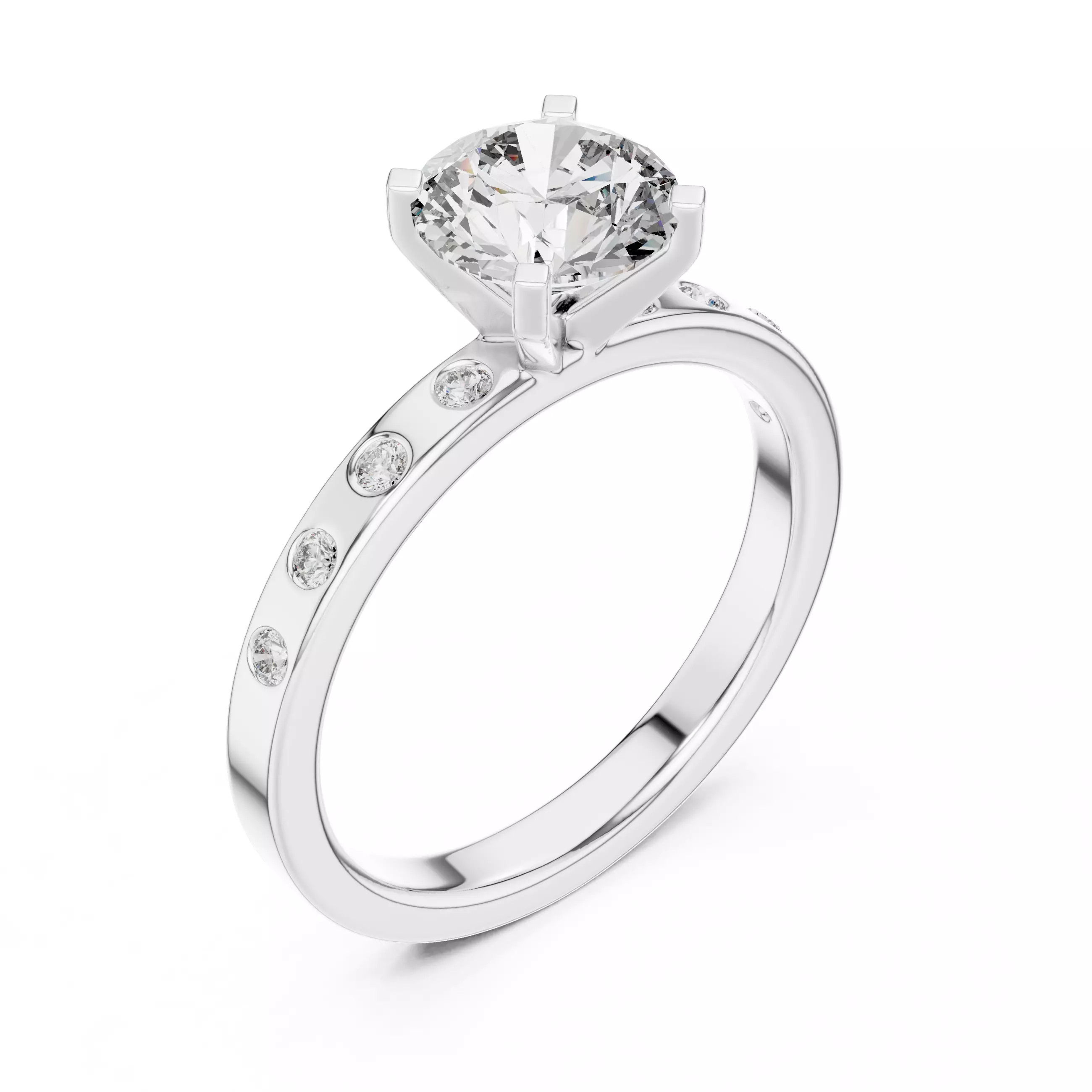 1CT Round Cut Diamond Engagement Wedding Ring 3DM STL Video 3D print model_10