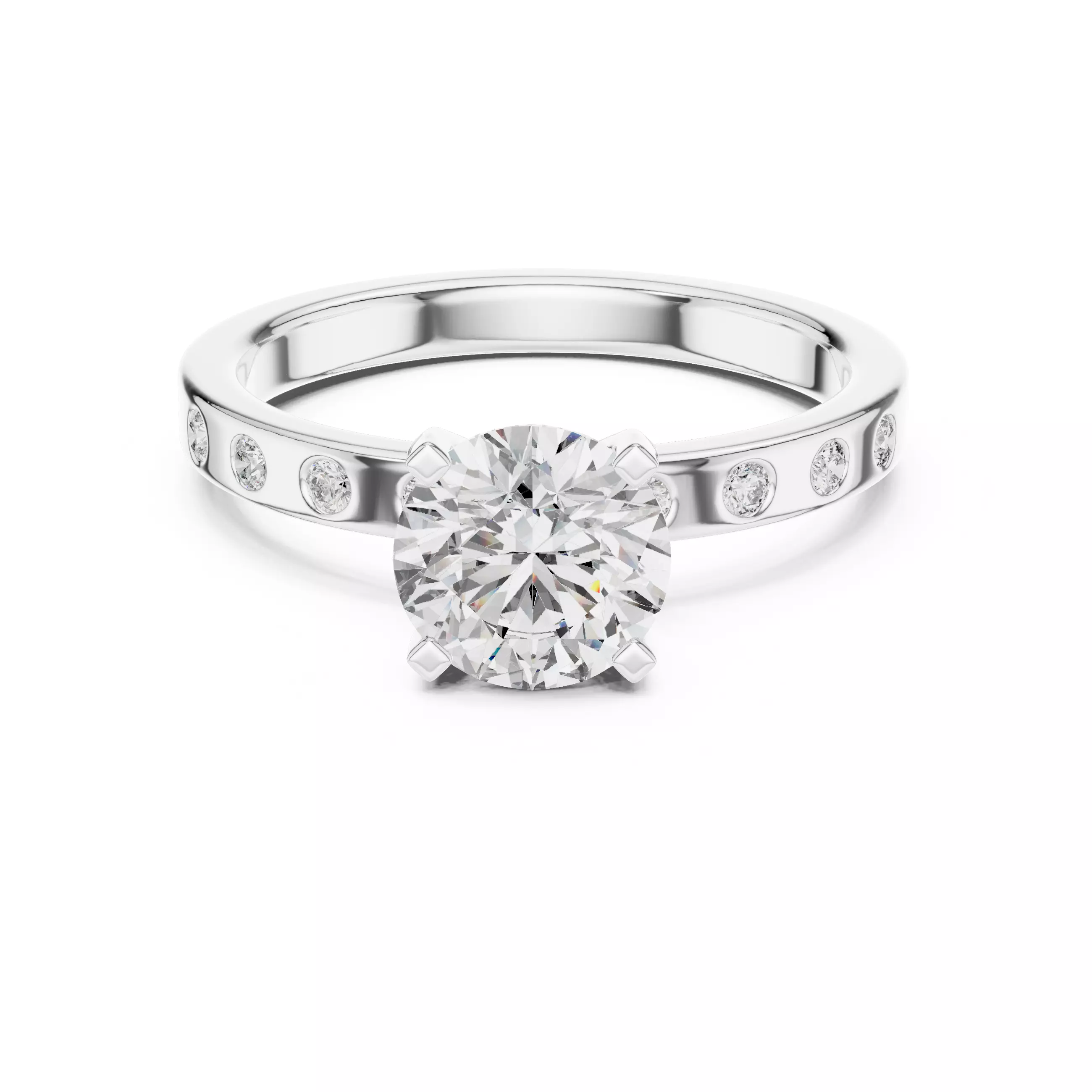 1CT Round Cut Diamond Engagement Wedding Ring 3DM STL Video 3D print model_2