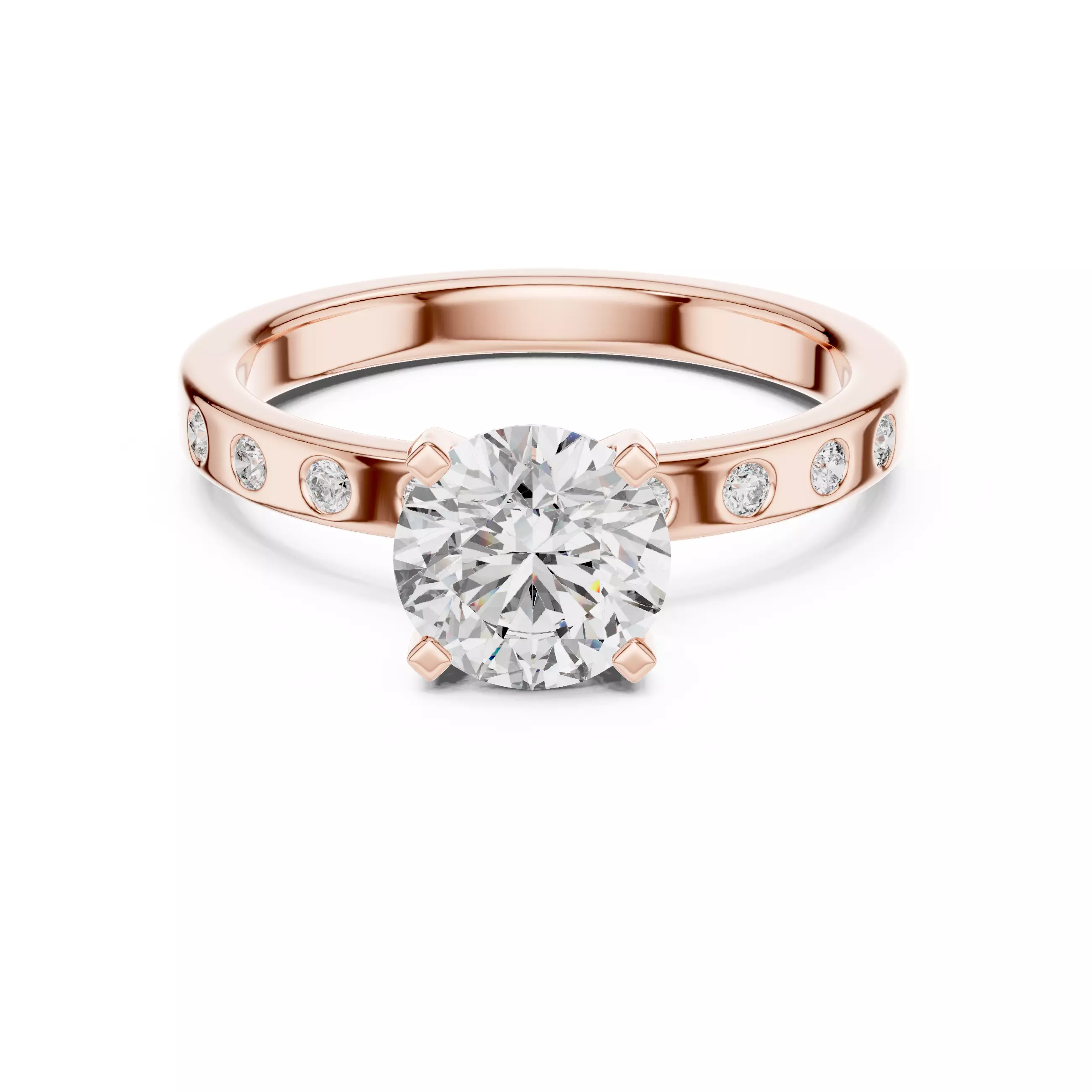 1CT Round Cut Diamond Engagement Wedding Ring 3DM STL Video 3D print model_0