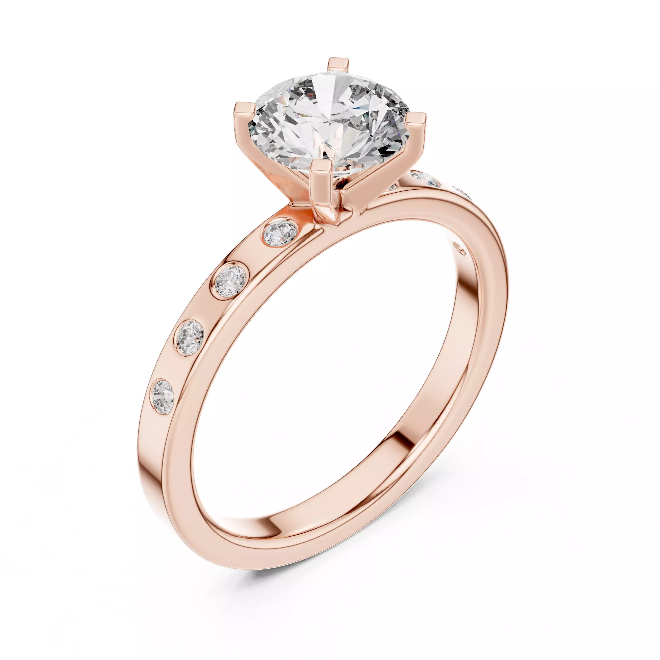 1CT Round Cut Diamond Engagement Wedding Ring 3DM STL Video 3D print model_4