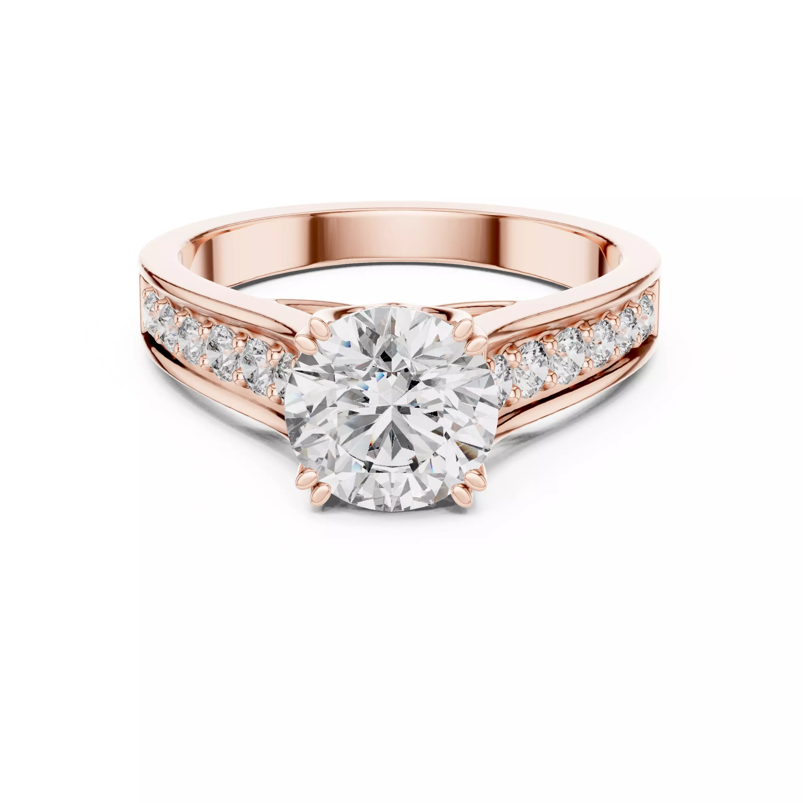 Round Cut Diamond Engagement Wedding Ring 3DM STL Video 3D print model