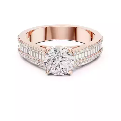 Channel Set Baguette Cut Round Diamond Ring 3DM STL Video
