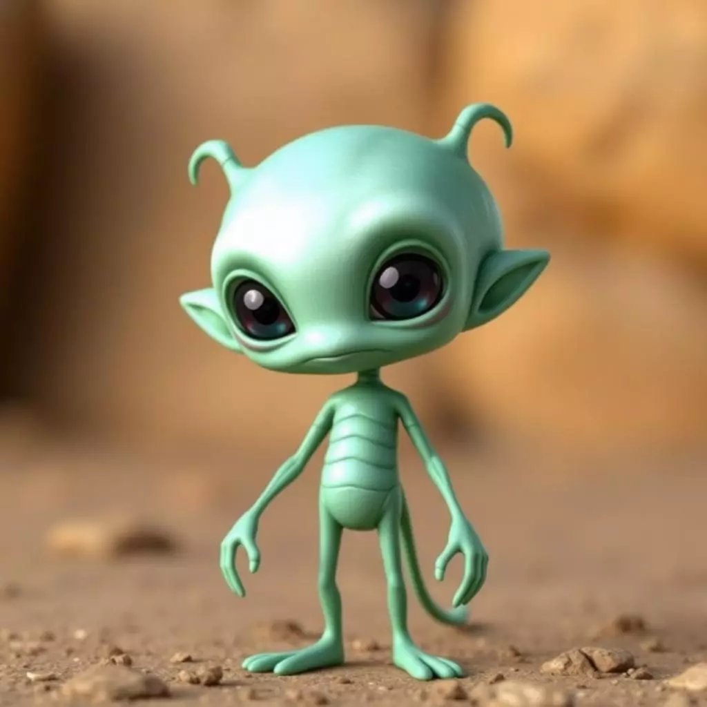 Cute 3D Alien Character Stylized Cartoon Space Creature Free low-poly 3D model_0