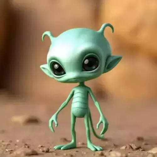 Cute 3D Alien Character Stylized Cartoon Space Creature Free low-poly 3D model
