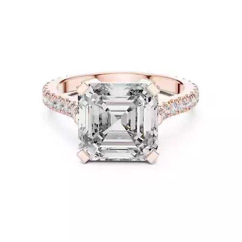 9mm Asscher Cut Diamond Engagement Cathedral Ring 3DM STL Video